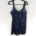 Vtg 90s Angelique Semi Sheer Slip Dress Blue Large Nightgown Lingerie Floral