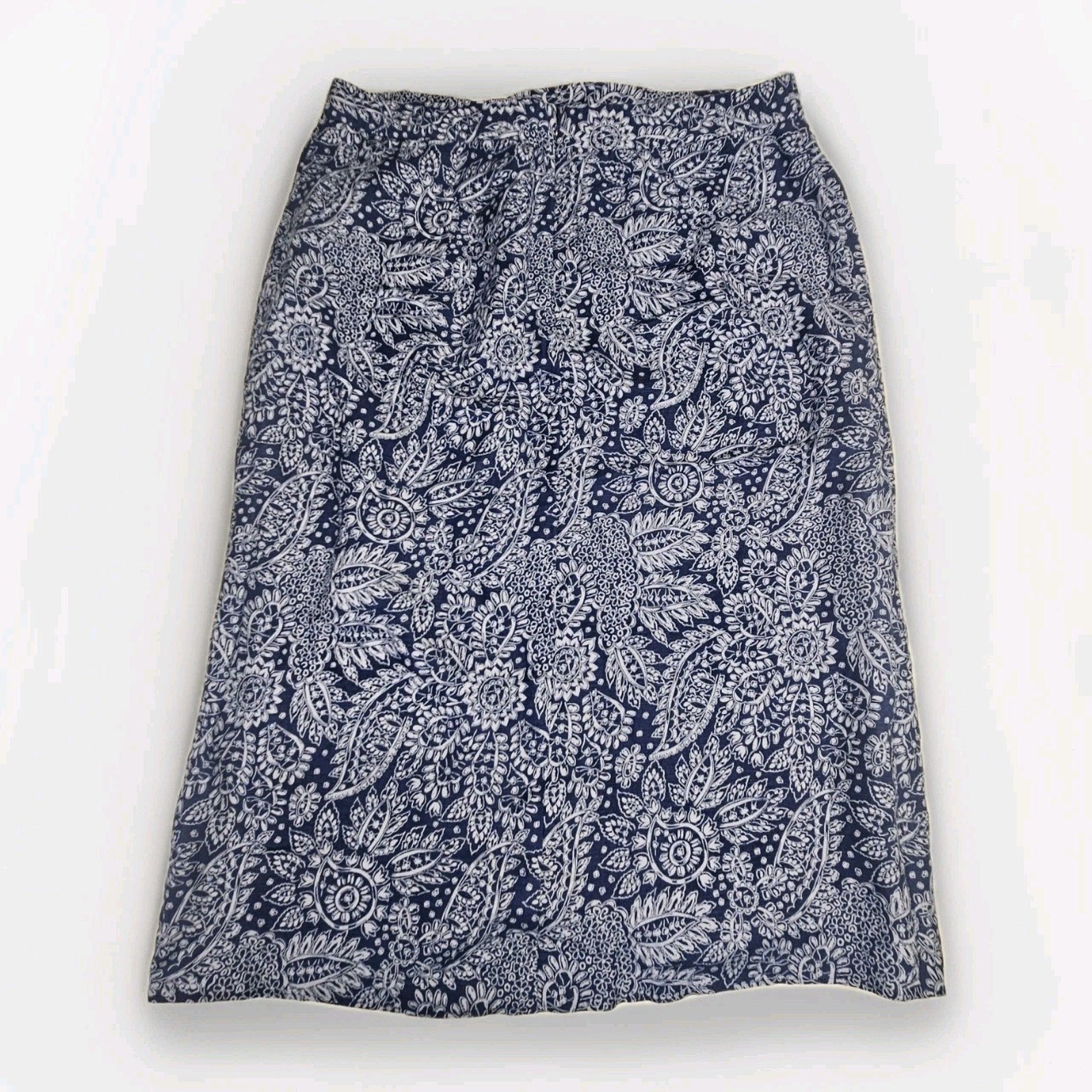 Madewell Skirt Womens Size 16 Blue Paisley Linen Long Maxi Summer Vacation Boho