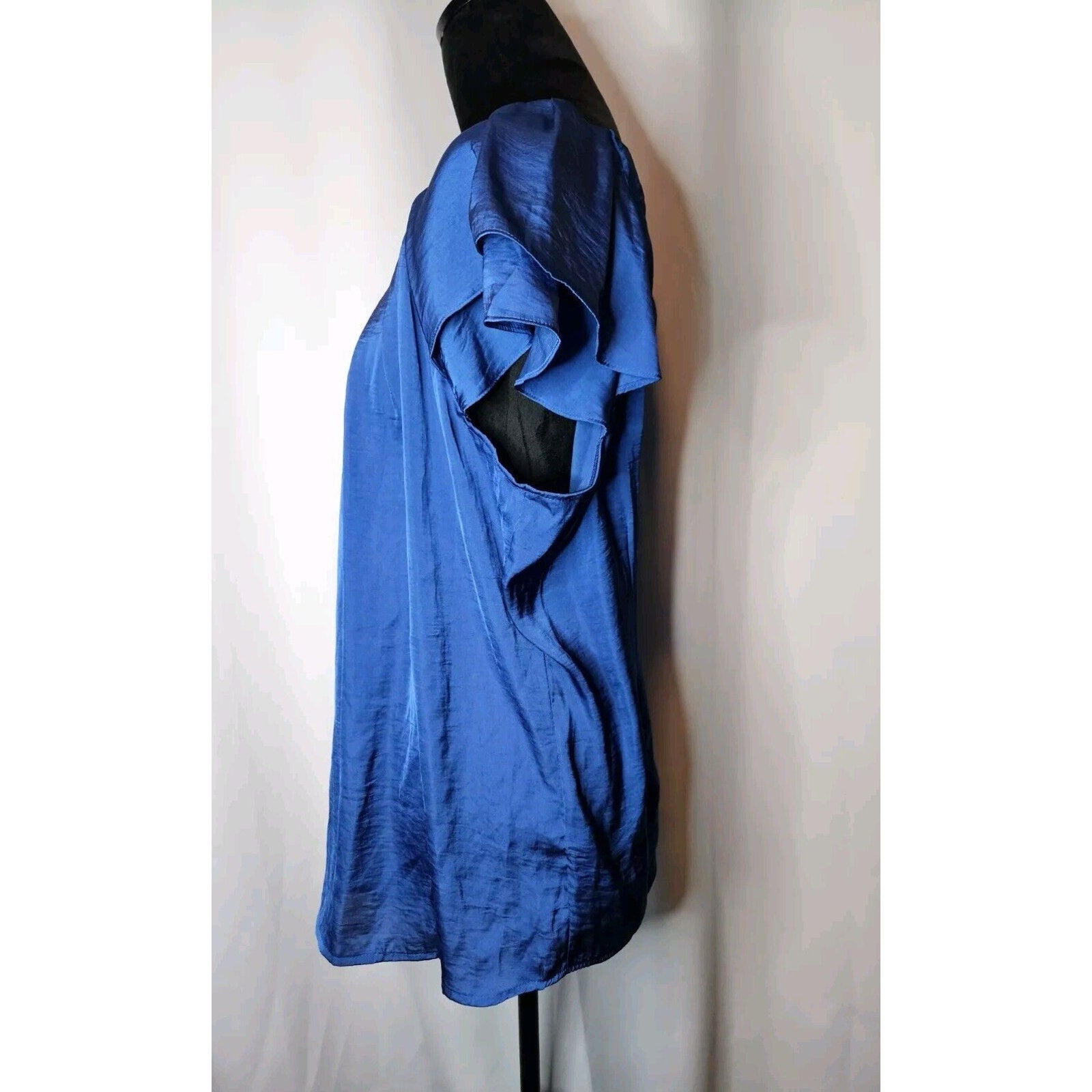 Zac & Rachel Royal Blue 2X Short Sleeve Shirt Flowy Blouse