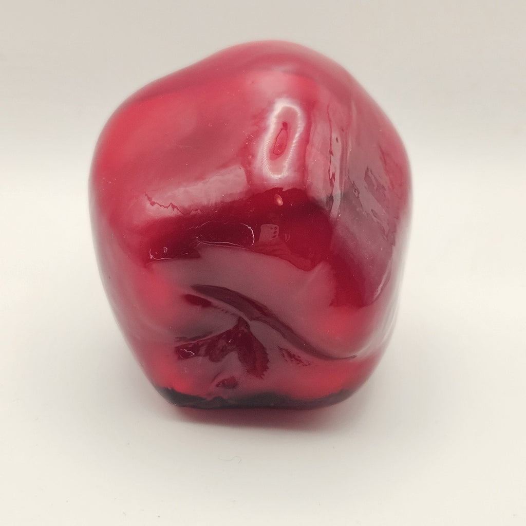 Vintage Glass Red Green Apple Fruit Art Glass Deco Unmarked Teacher Gift