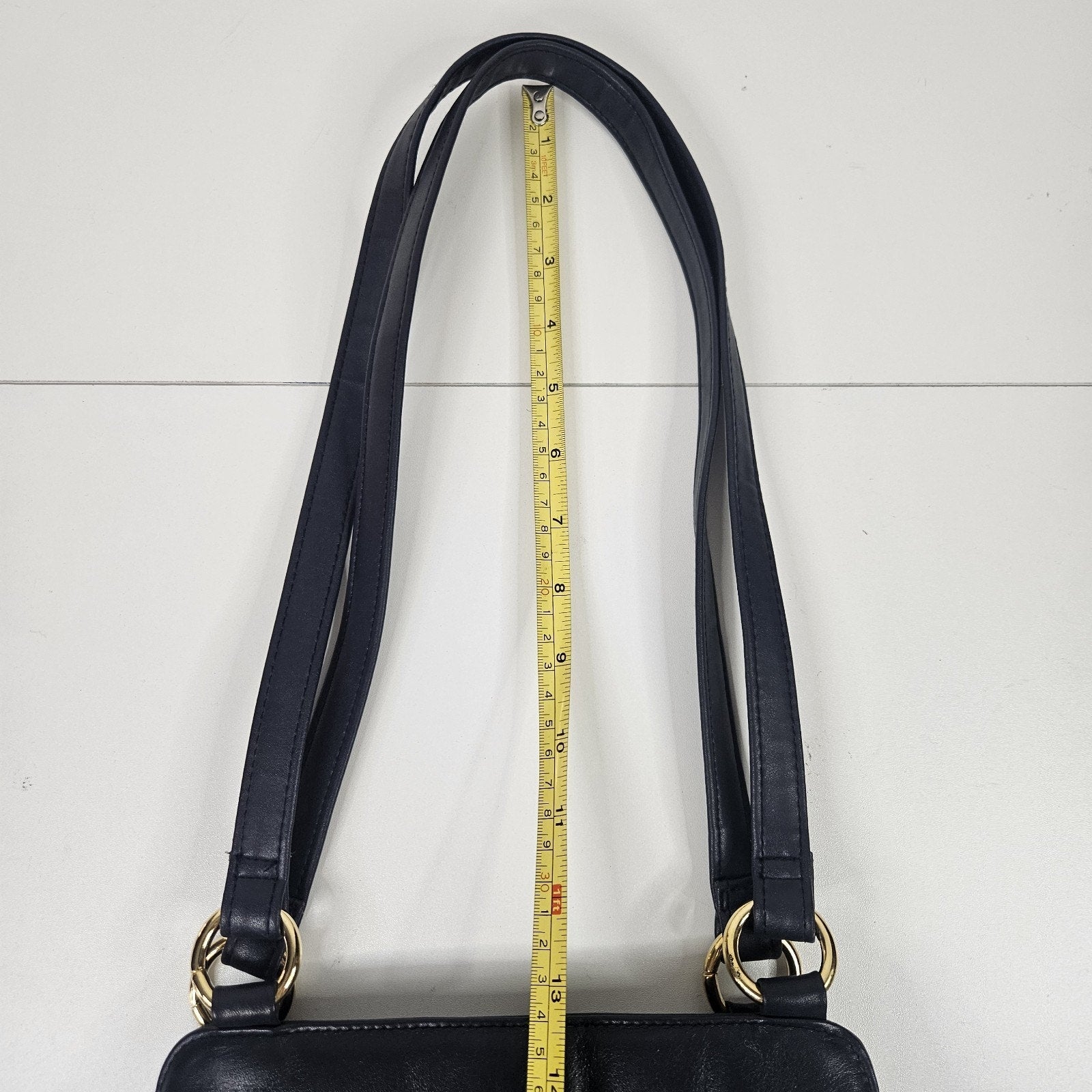 Vintage Worthington Navy Blue Leather Lambskin Shoulder Bag Purse Classic 90s
