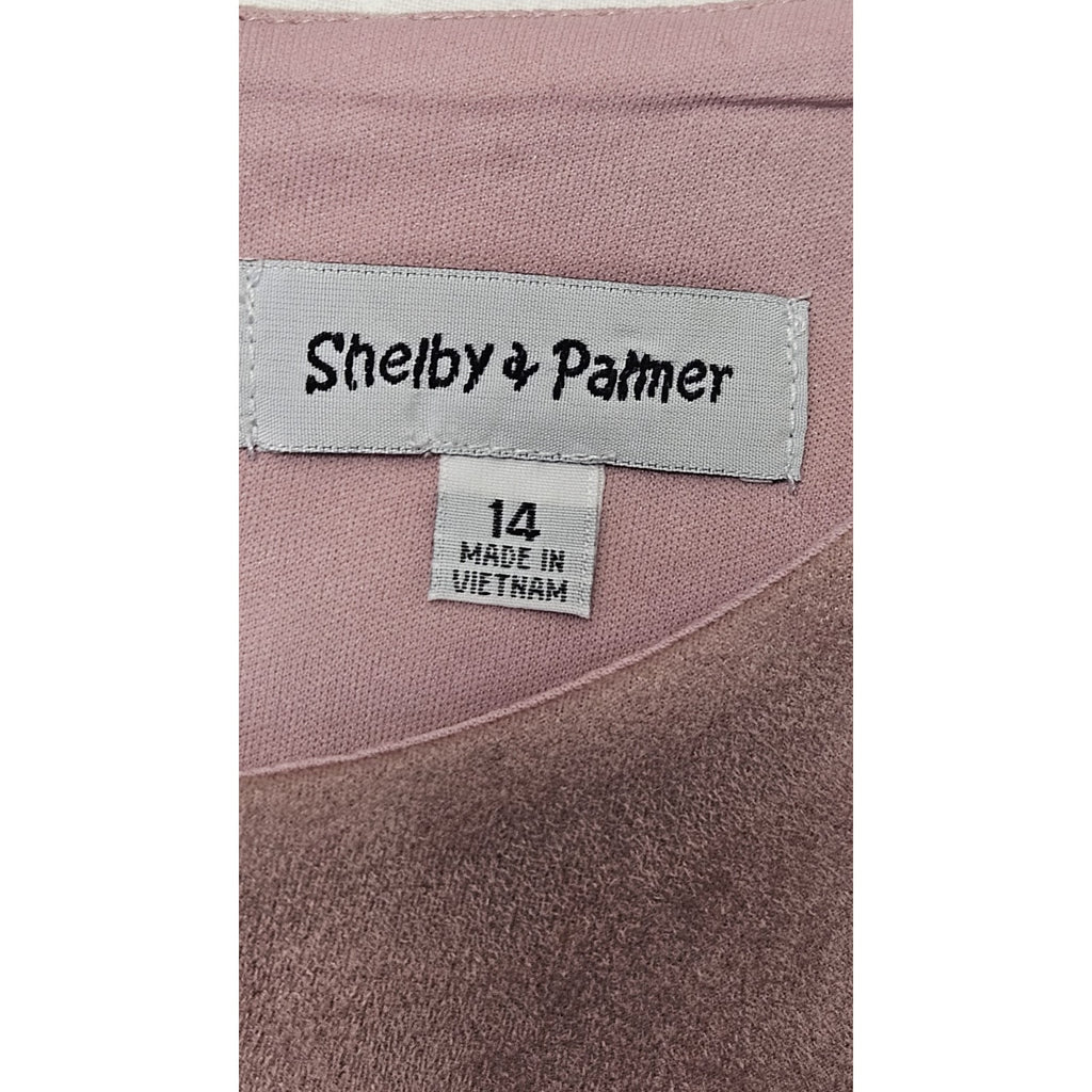Shelby & Palmer Blush Pink Faux Suede Stretch Sheath Dress 14 Fringe Hem