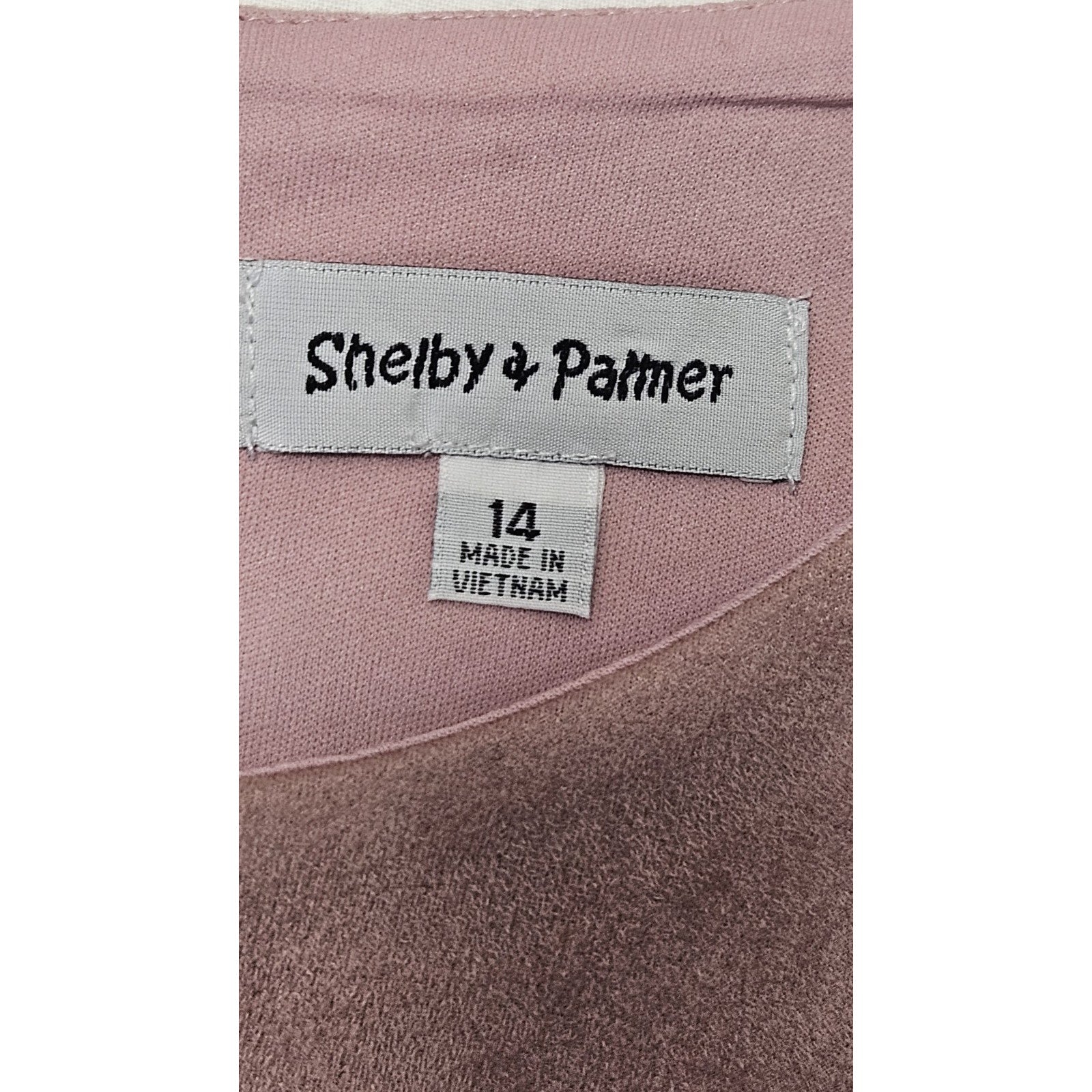 Shelby & Palmer Blush Pink Faux Suede Stretch Sheath Dress 14 Fringe Hem