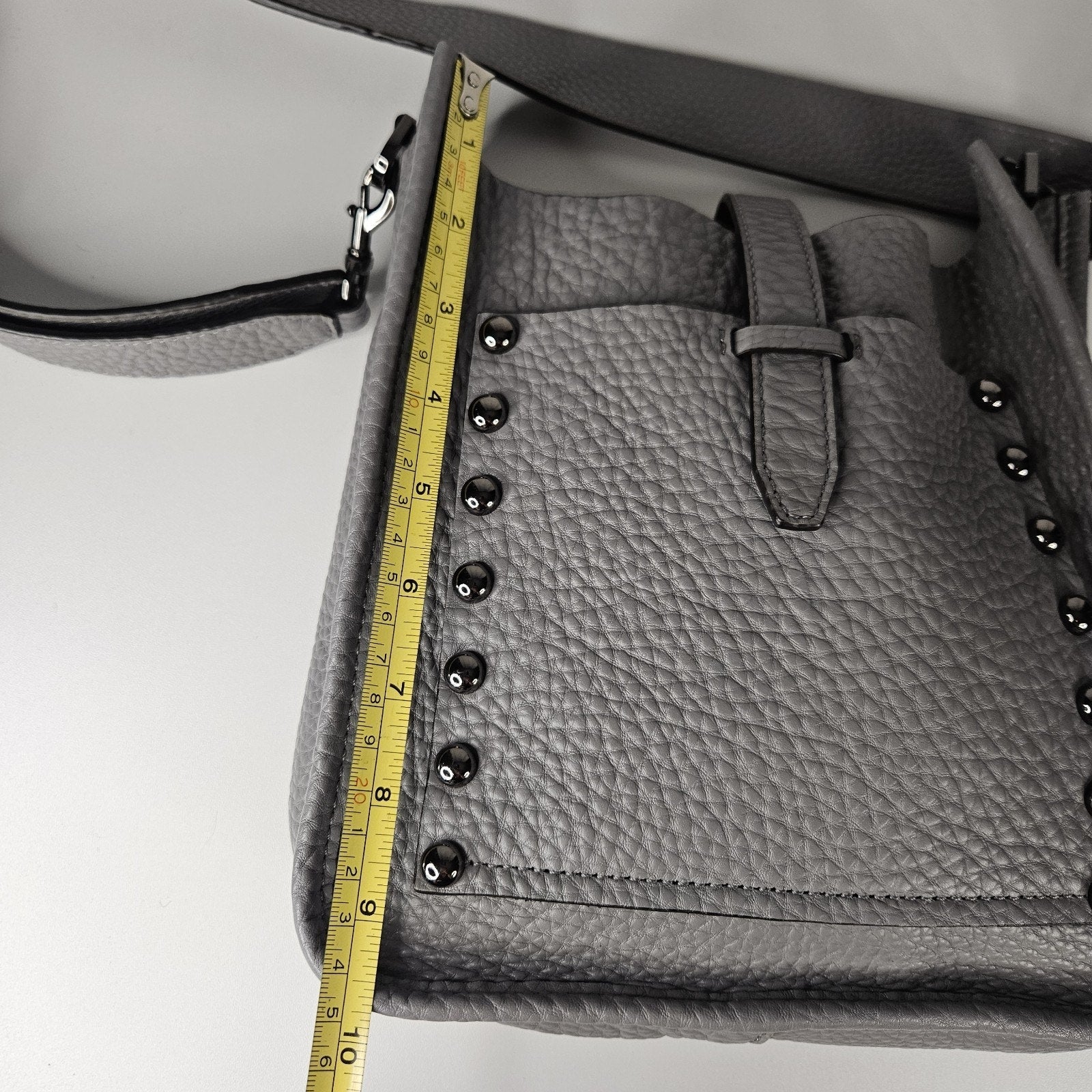 Rebecca Minkoff Unlined Feed Leather Crossbody Bag Gray Studded
