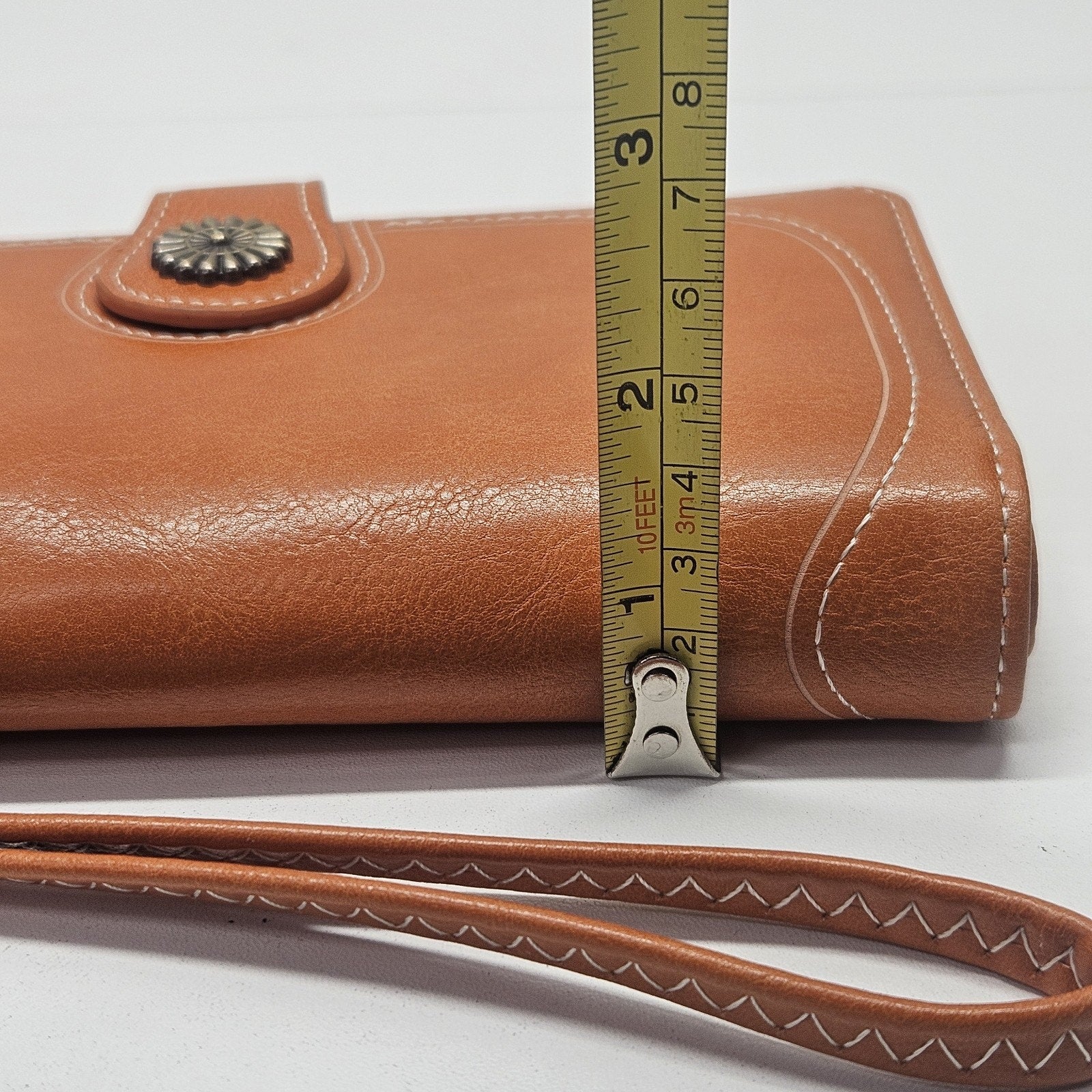 LAVEMI Leather Wallet Wristlet Clutch Brown Boho Western-inspired Charms