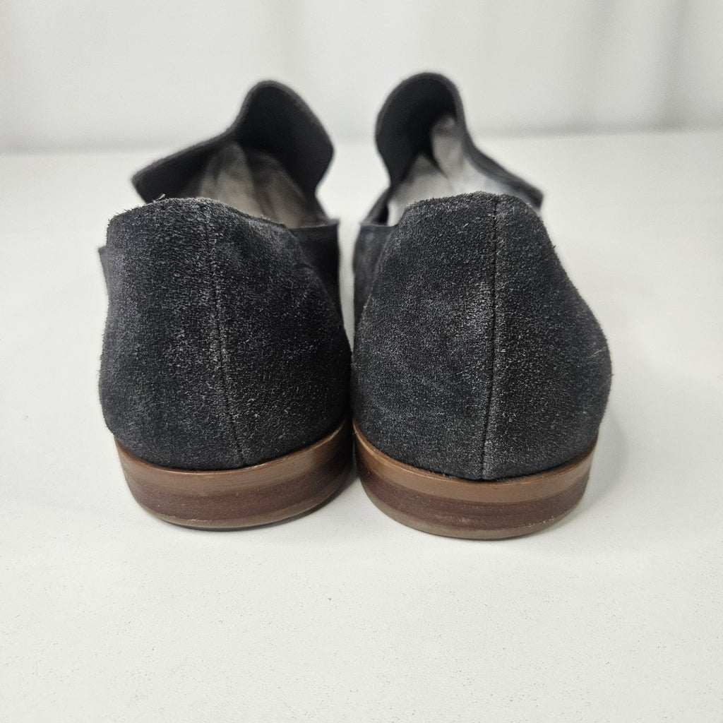 Crown Vintage Shoes Womens 8.5 M Carla Loafers Gray Suede Leather Slip On Casual