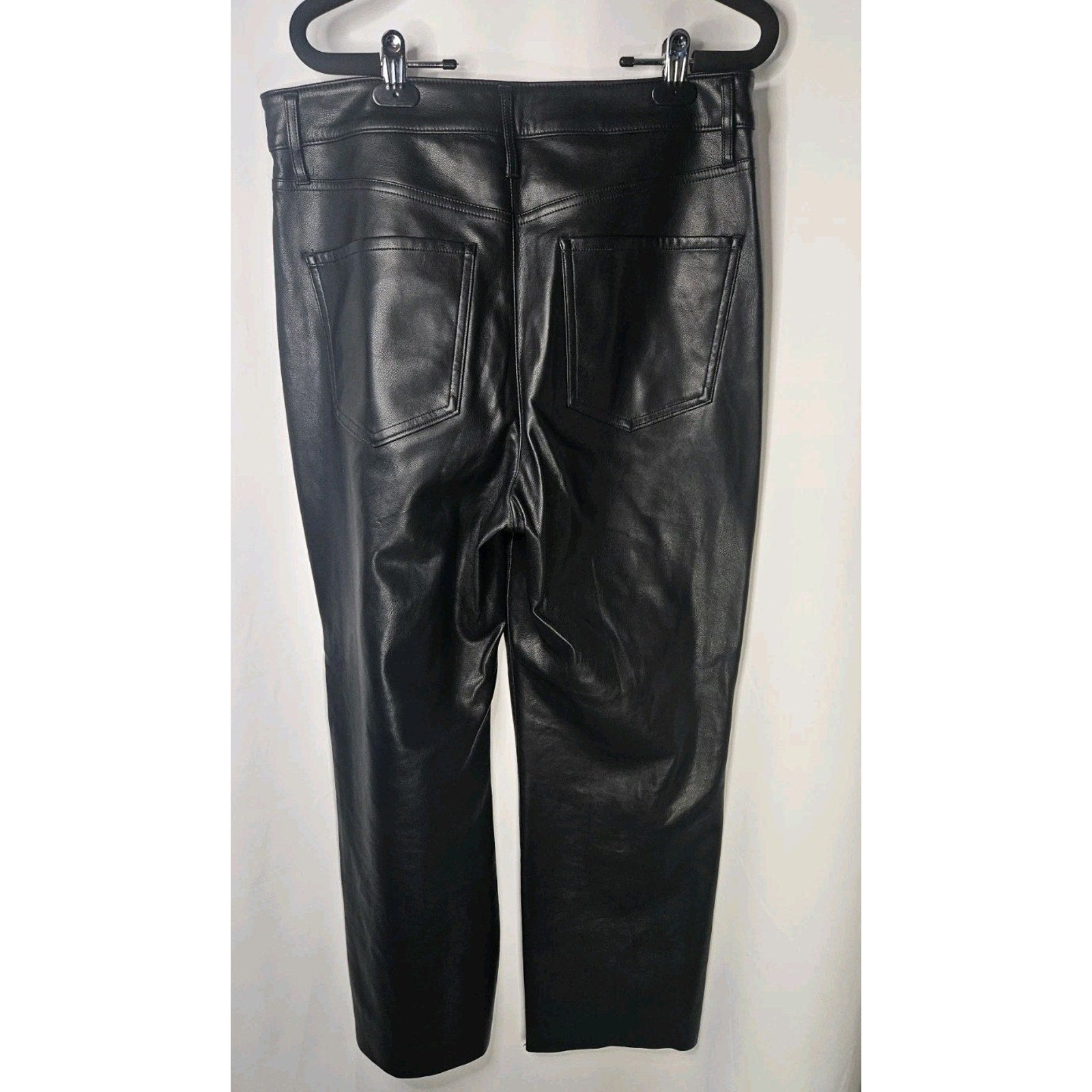 Express Black Vegan Leather Modern Straight Super High Waist Size 12S Moto Glam