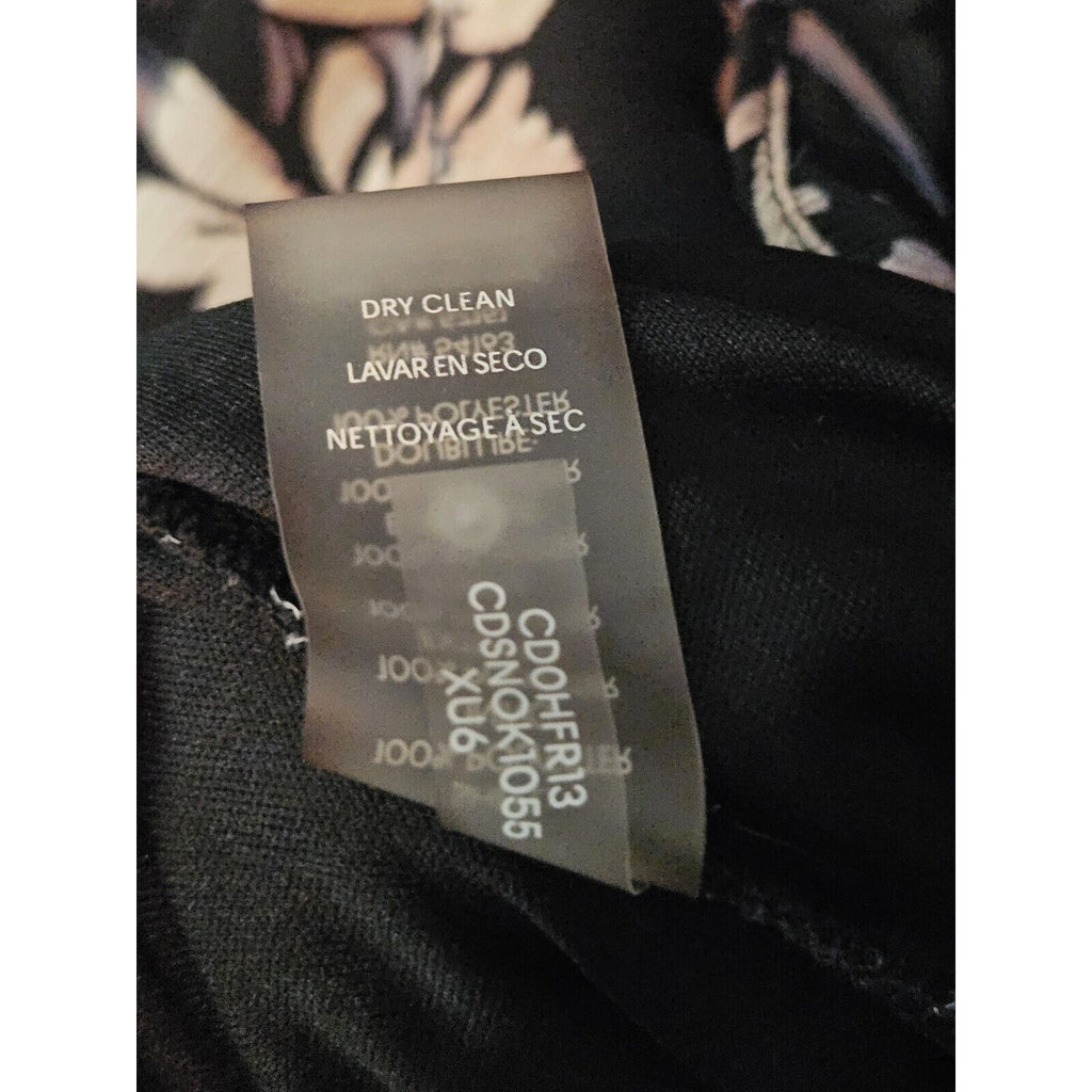 Calvin Klein Black Floral Chiffon Overlay Hi Low Flowy Sz 4 Mid Length Dress