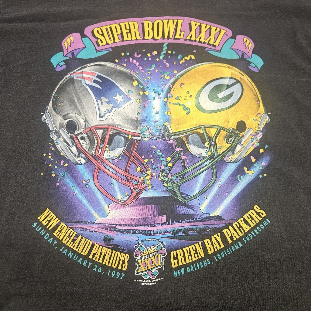 Vintage 97 Super Bowl XXXI T-Shirt XL New England Patriots Vs Packers Green Bay