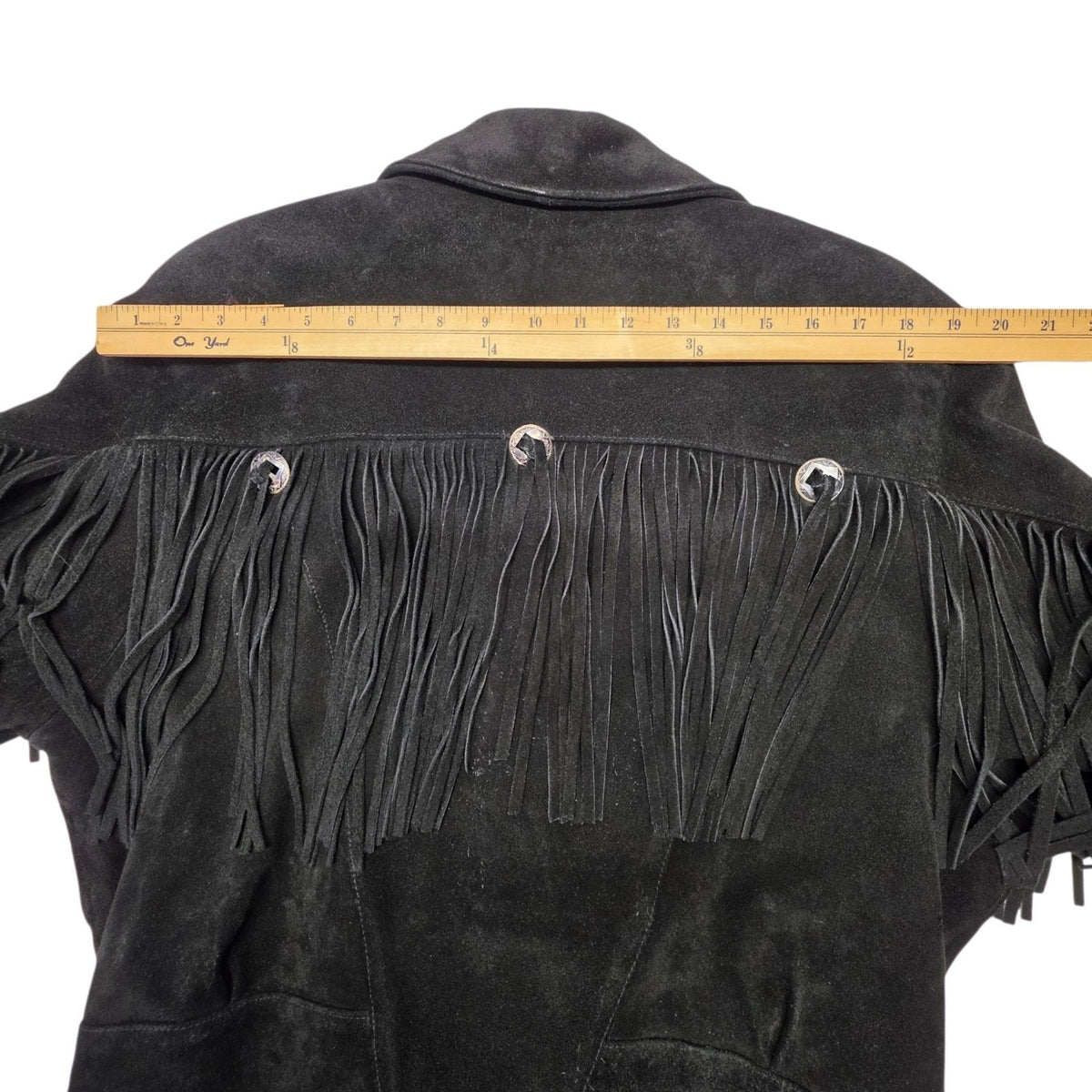 Vintage 1990s Black Suede Leather Fringe Western Jacket Large Cowgirl Festival