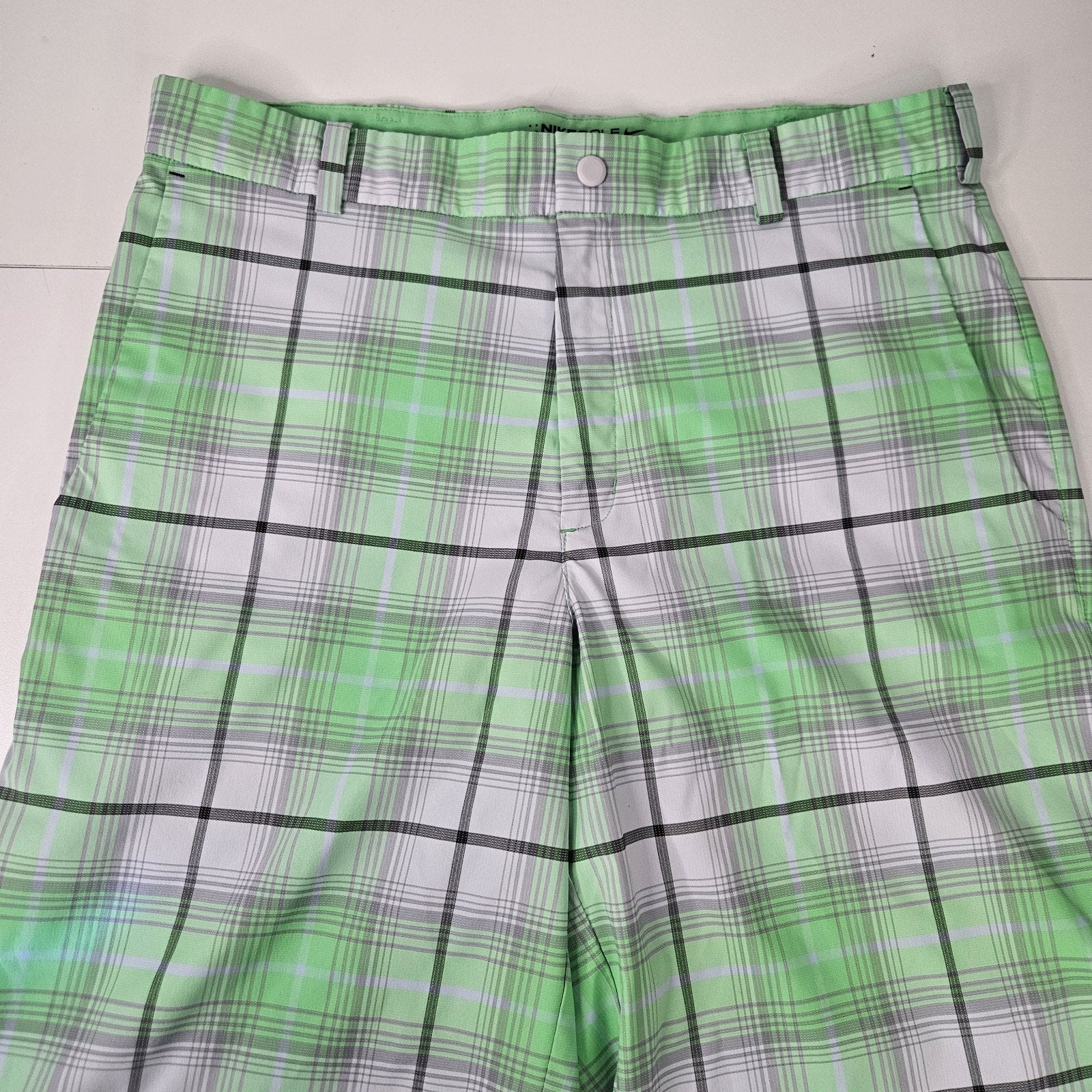 Nike Tour Performance Golf Shorts Lime Green Plaid Men’s Size 32 Nike Dry Fit