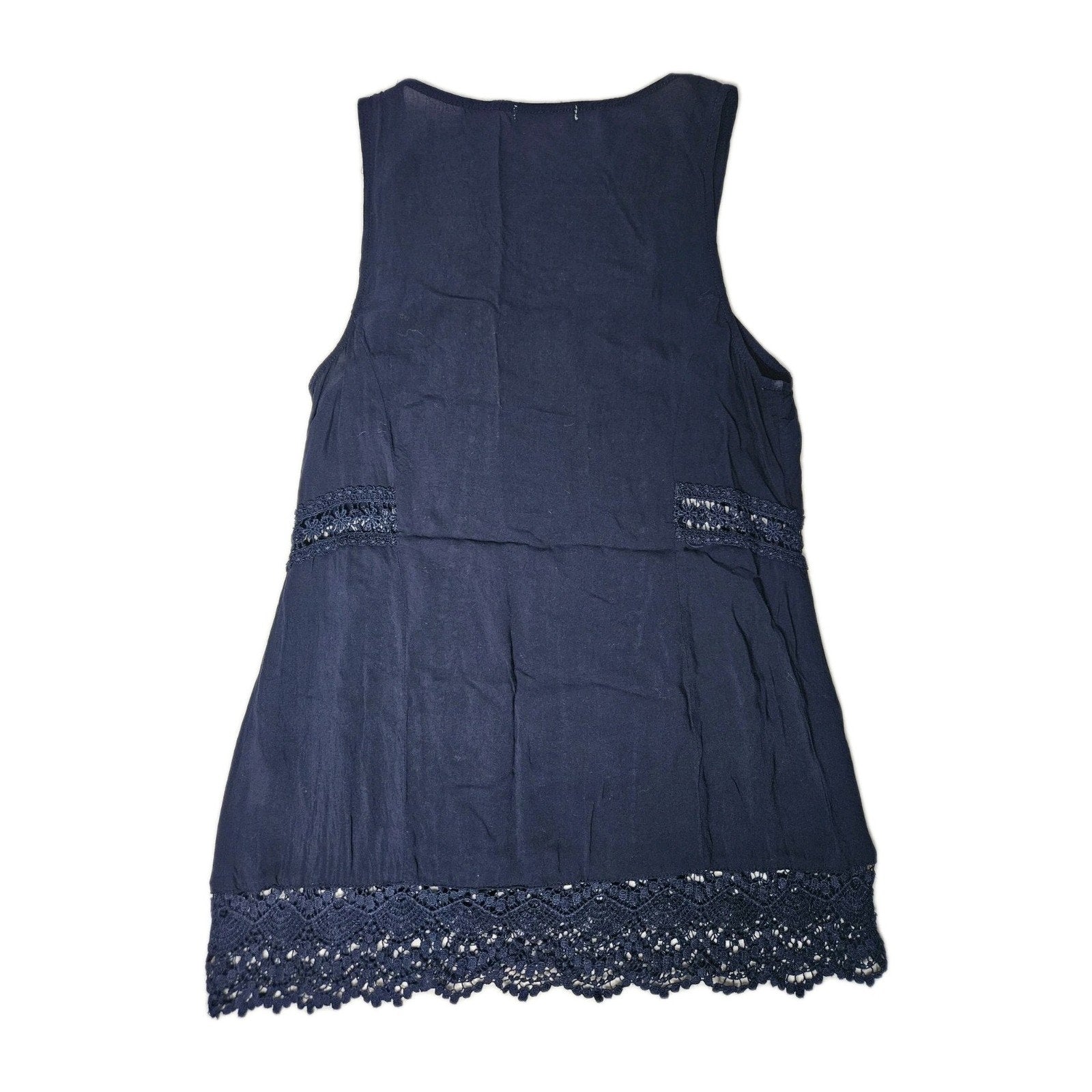 Navy Blue Tank Top Women's Size XS Front Lace Detail Shirt Maurice's