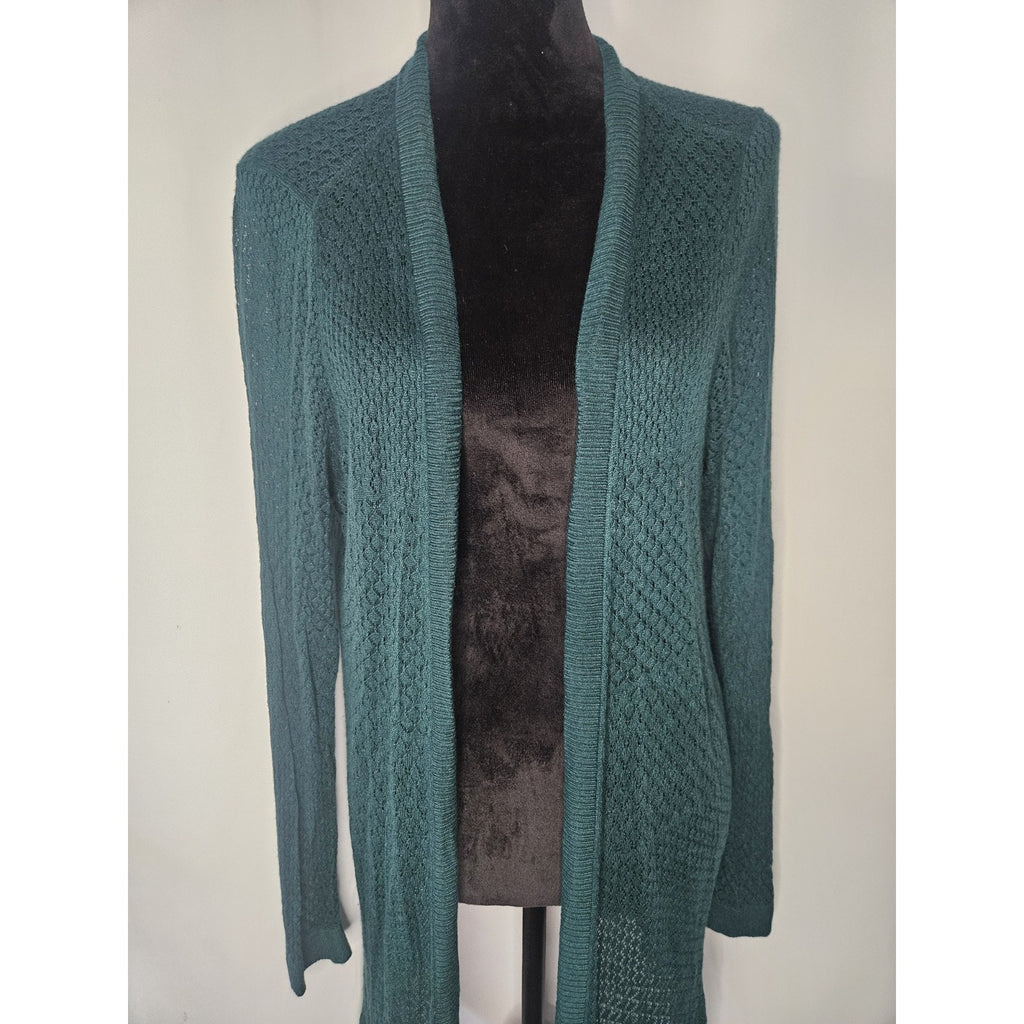 Torrid Cardigan Sweater Open Knit Long Sleeve Sheer Forest Green Plus Size 2X
