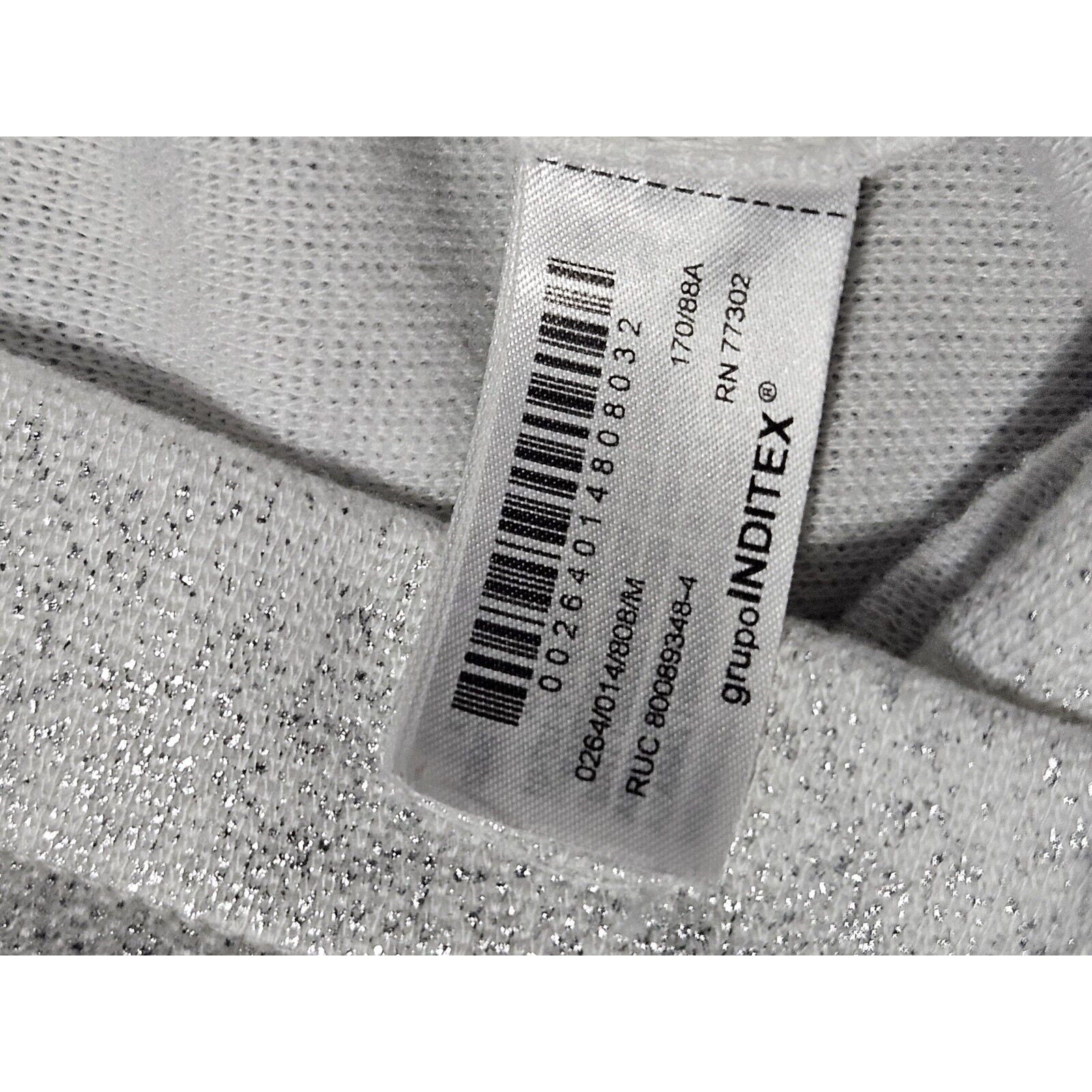 Zara Pullover Sweater White With Silver Metallic Foil Accents Size Med 8-10