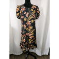 Karl Lagerfeld Dress Black Floral Dress A-Line Mini Short Sleeve Stretch Size 12