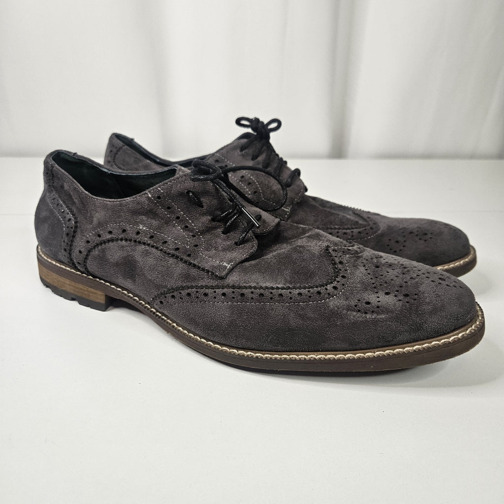 Todd Welsh Men’s Suede Wingtip Dress Shoes Size 12 M B991326 Grey Southwestern