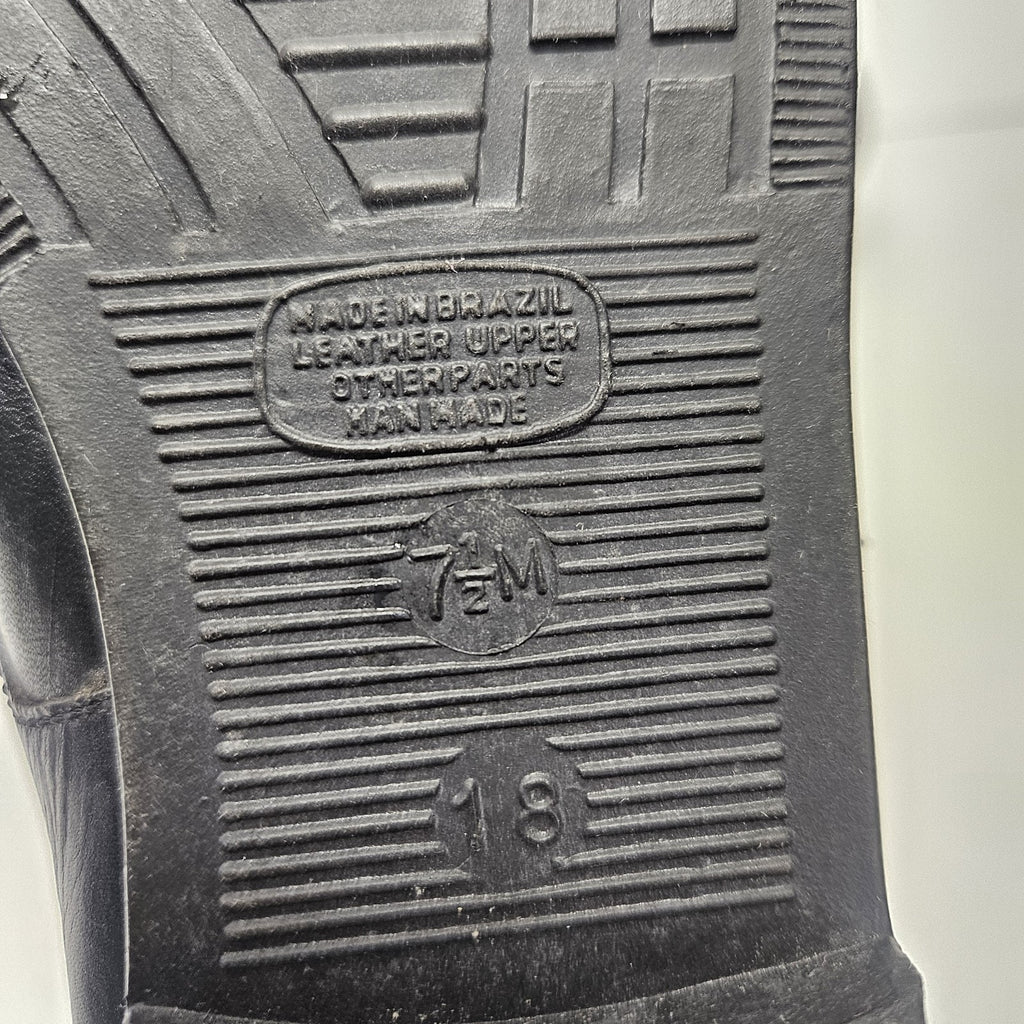 VTG Flamengo Embriodered Black Leather Lace up Oxford Heeled Granny Shoes 7.5 M