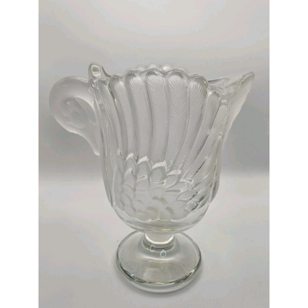 Vtg Mikasa Walther Crystal SWAN Pitcher Clear Frosted Feathers Made in Germany