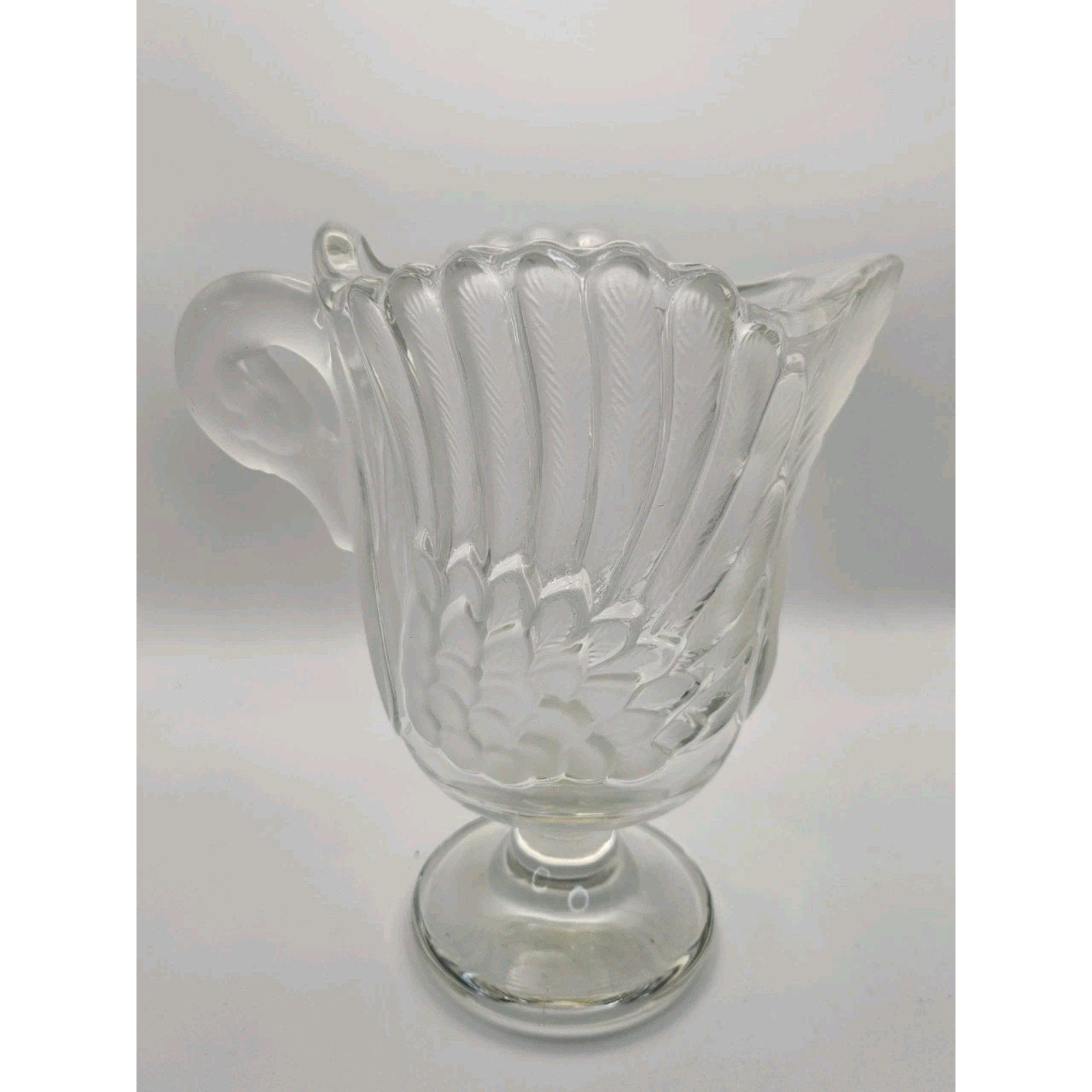 Vtg Mikasa Walther Crystal SWAN Pitcher Clear Frosted Feathers Made in Germany
