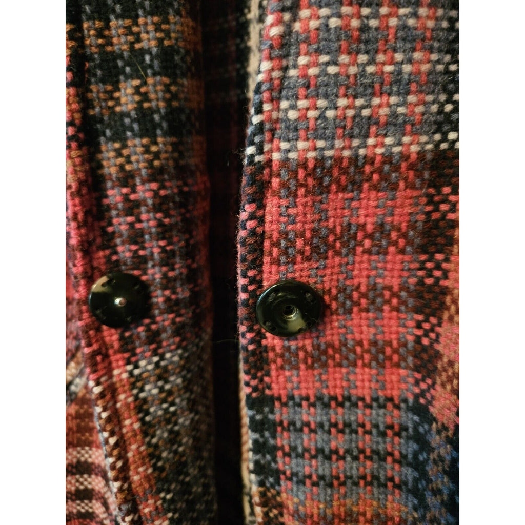 RACHEL ZOE Jacket Plaid Wool Blend Oversized Coat Pink Red Women's Size Small