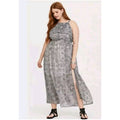 Torrid Black White Patterned Maxi Dress Lined Tie V-Neck Ruffle Sleeves Size 1