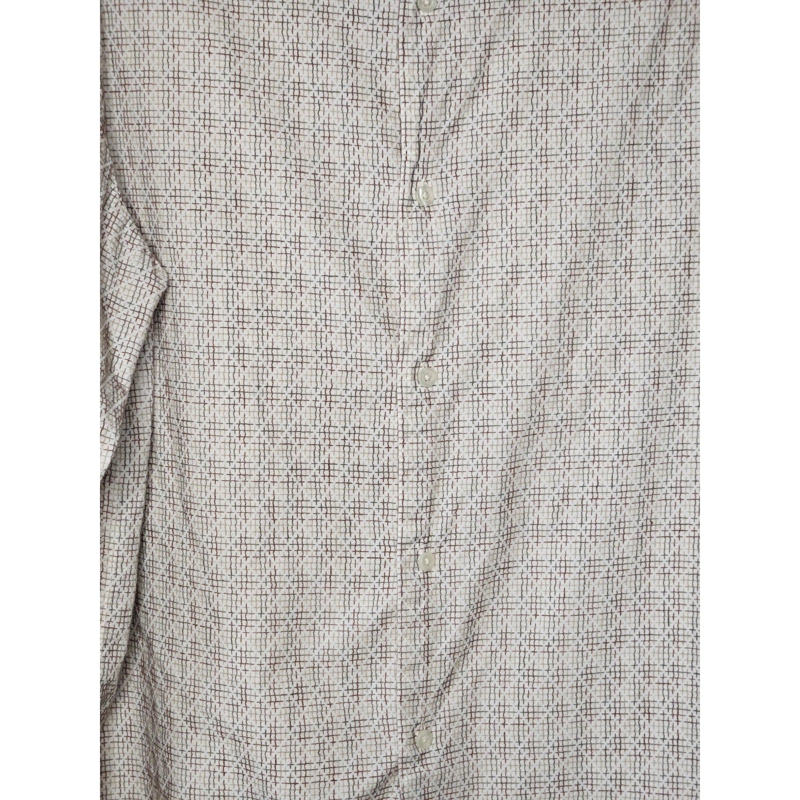 Stamp 10 Shirt Mens Large White Long Sleeve Button Up Check Print 100% Cotton