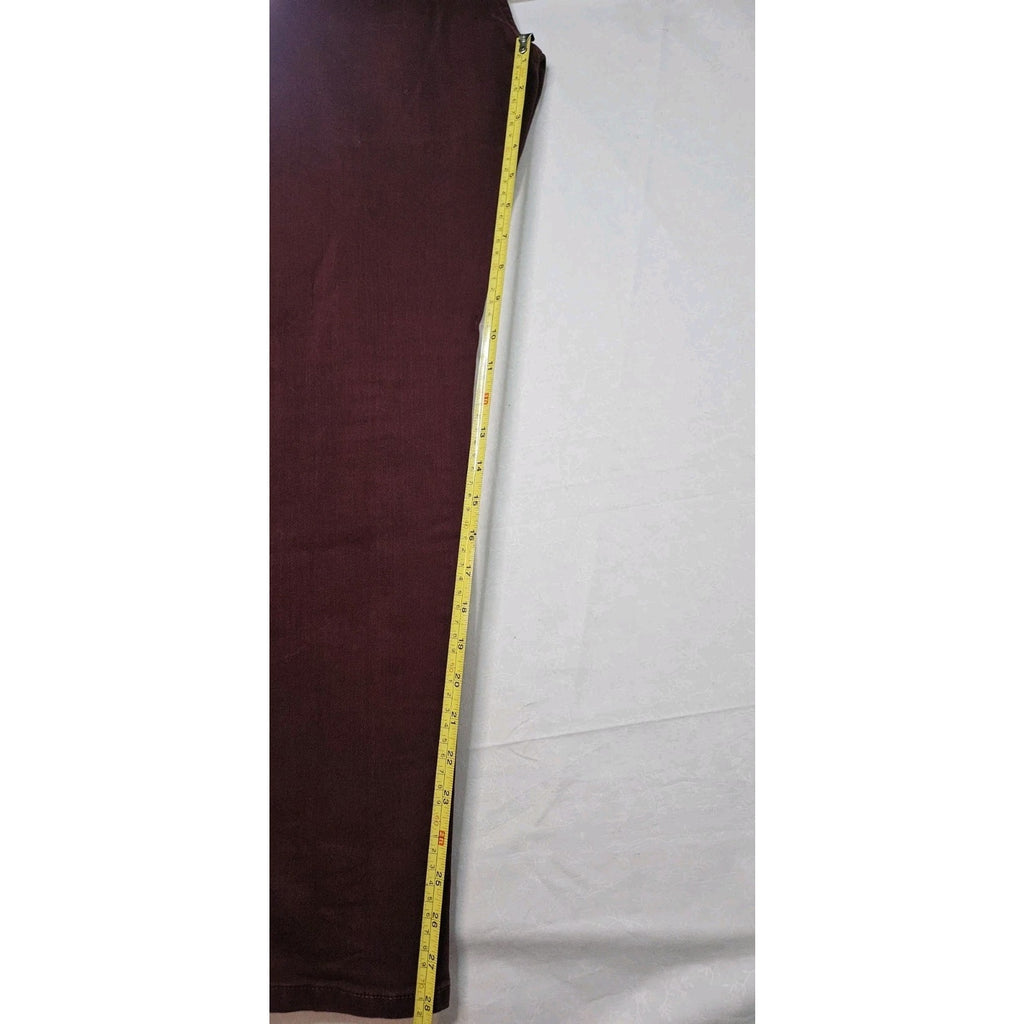 Michael Kors Skinny Jeans Women's Size 10 Burgundy Mid Rise Gold Buttons Accents