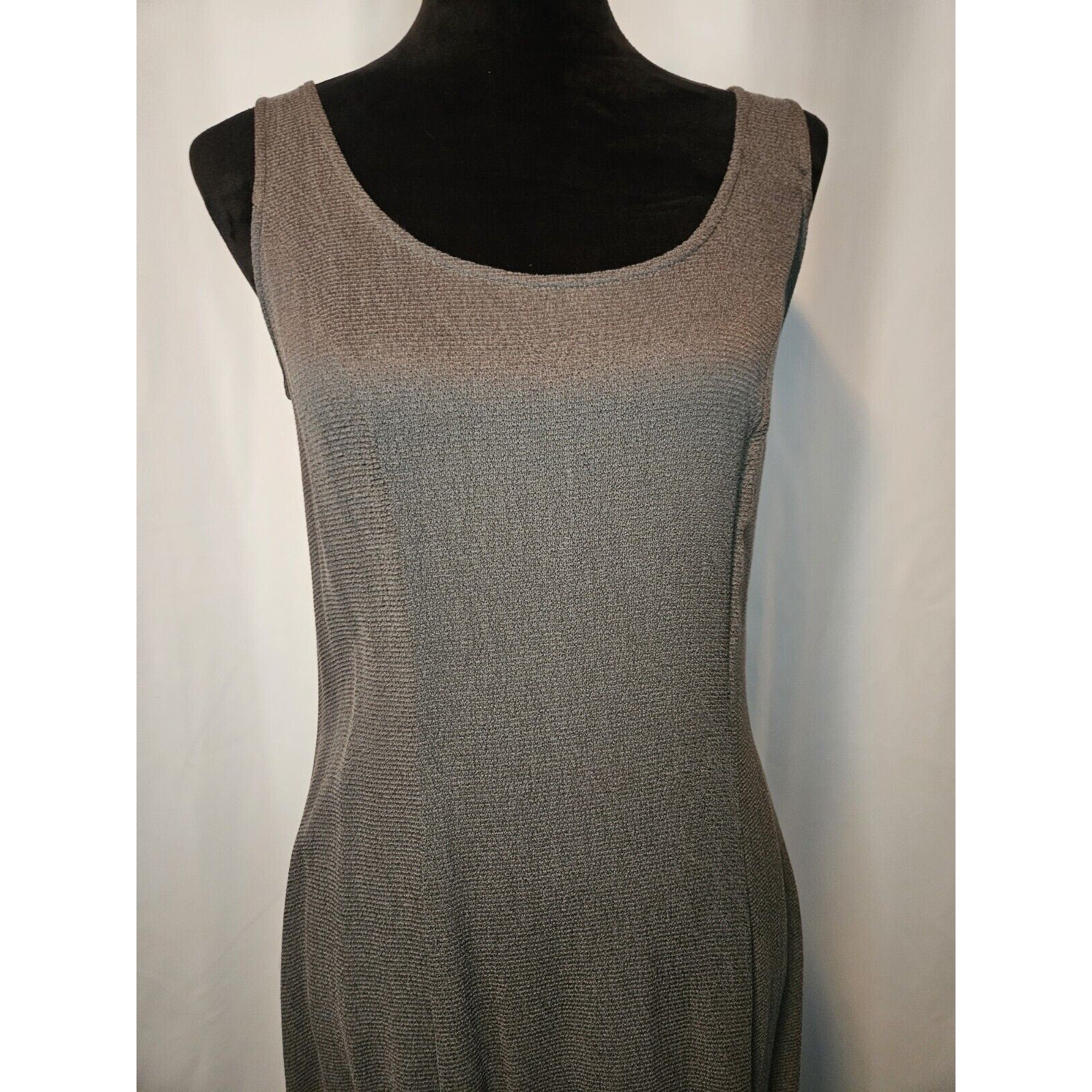Vintage 90s Midi Dress Stone Brown Semi Sheer Slim Fit Sleeveless Dress 12