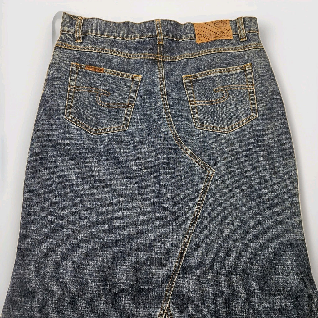 Nwt Vtg Y2K CREST The Collection Patchwork Blue Jean Skirt Maxi Fringe Sz 11/12