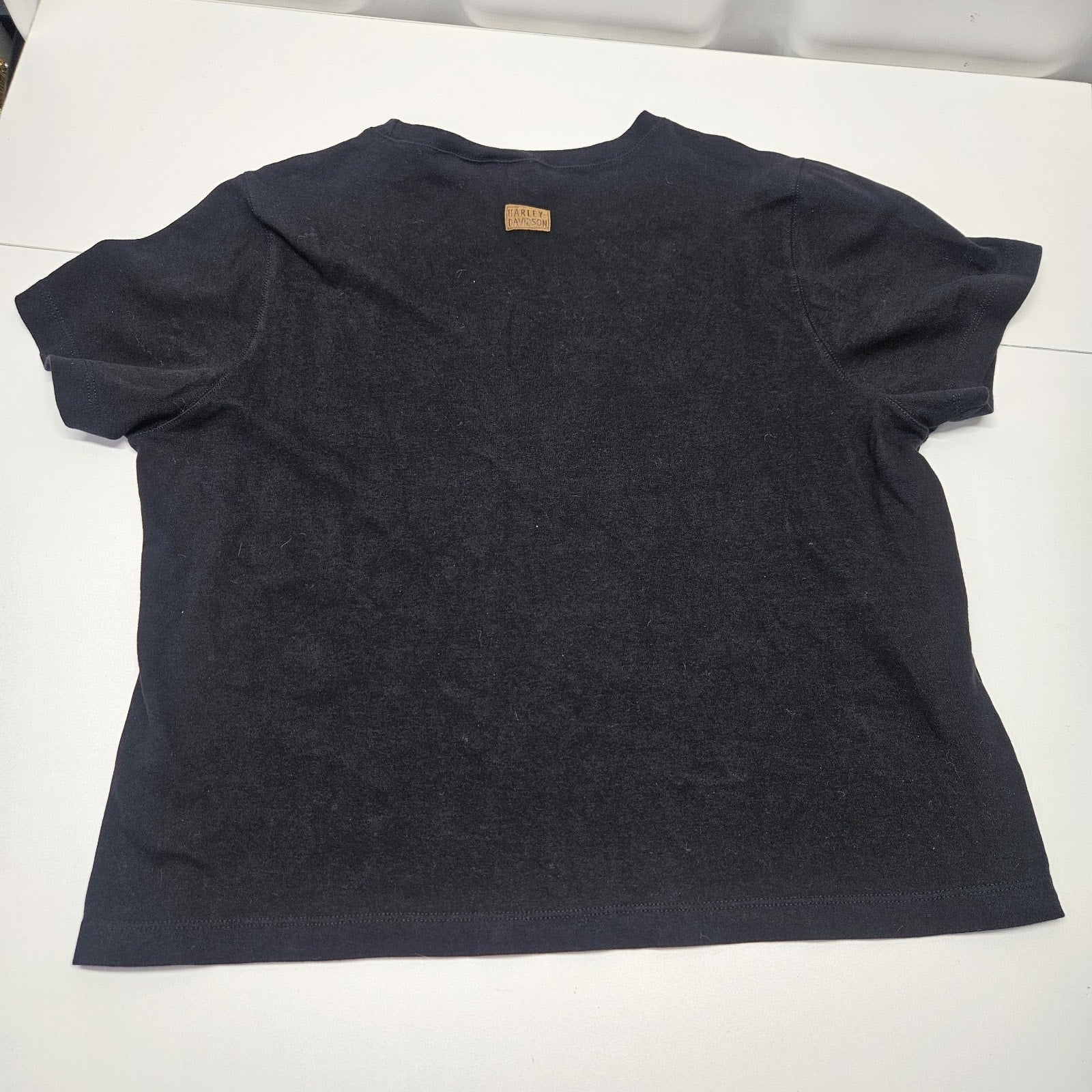 Vtg Y2K Harley Davidson Angel Wing Emblem Black Crop Top T Shirt Plus Size 2X