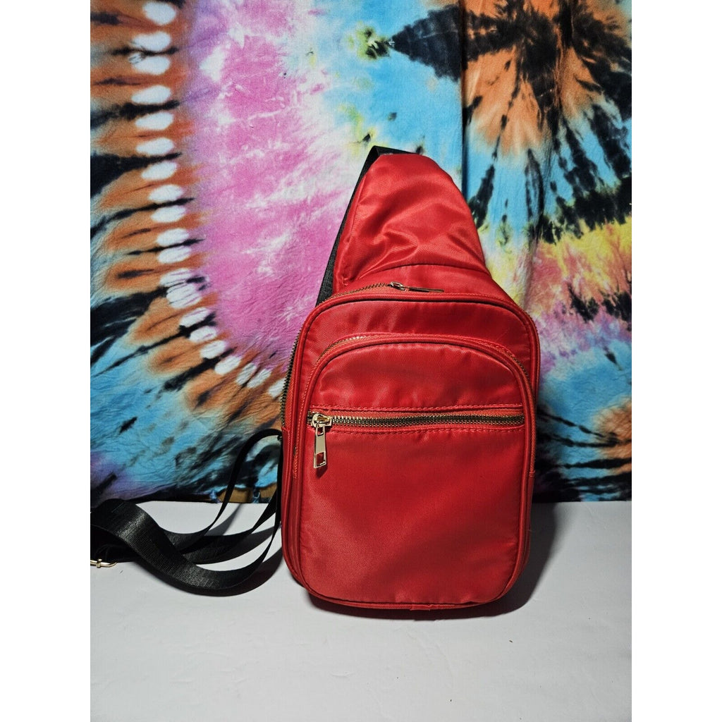 Olivia Miller Riley Sling Bag Bright Red & Leopard Print Lining Crossbody