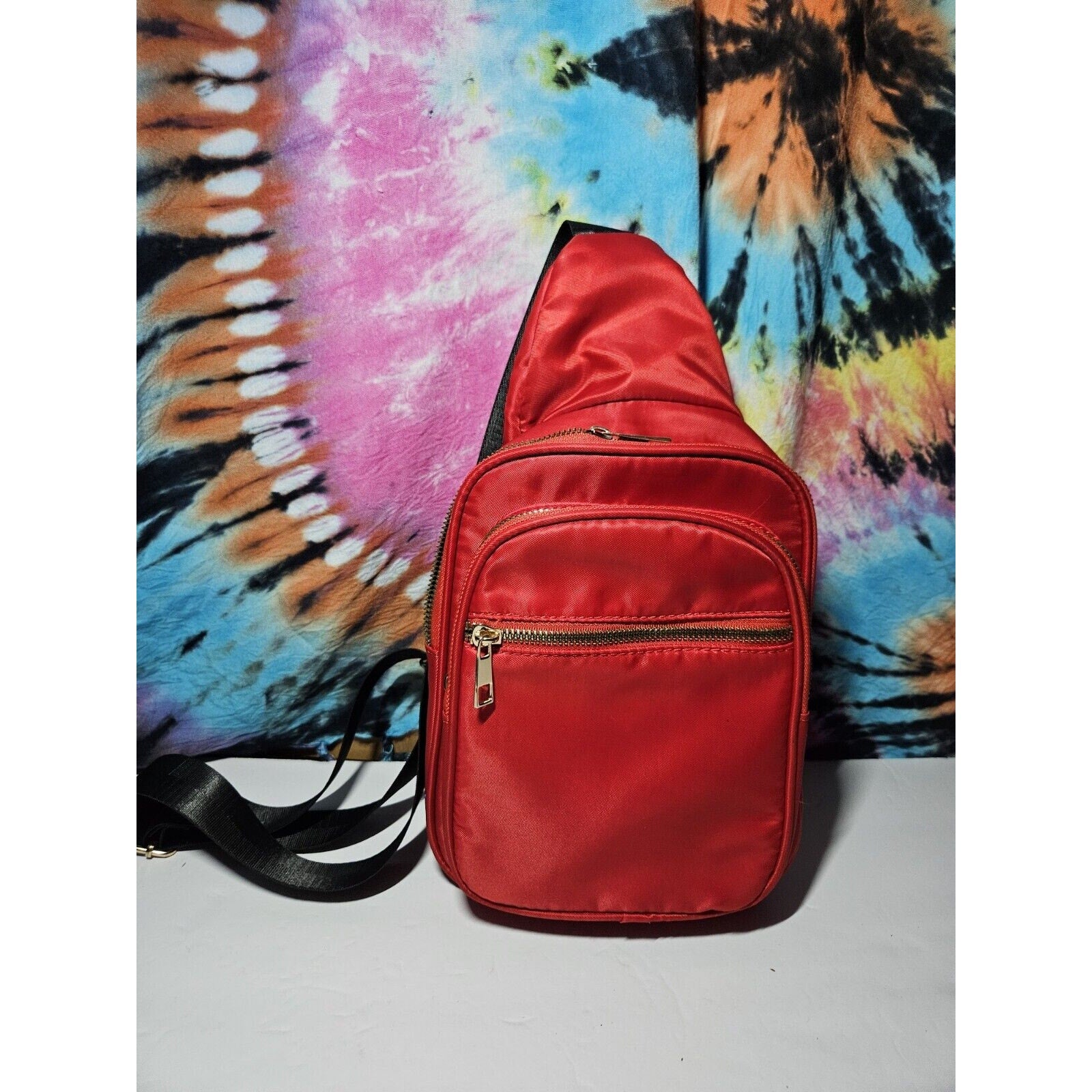 Olivia Miller Riley Sling Bag Bright Red & Leopard Print Lining Crossbody