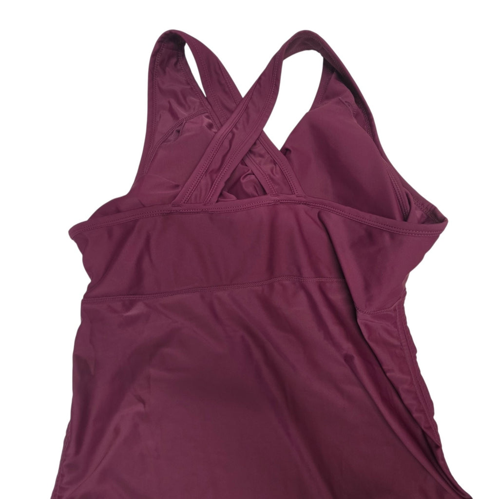 UV Skinz Women's Ruched Swim Tunic Tankini Top Deep Plum 2XL Beach Resort Sporty