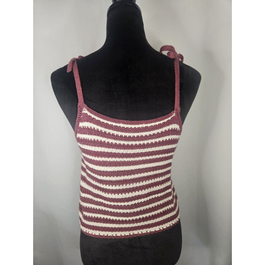 American Eagle Outfitters Top Crochet Sleeveless Scoop Neck Tank Small Burgundy