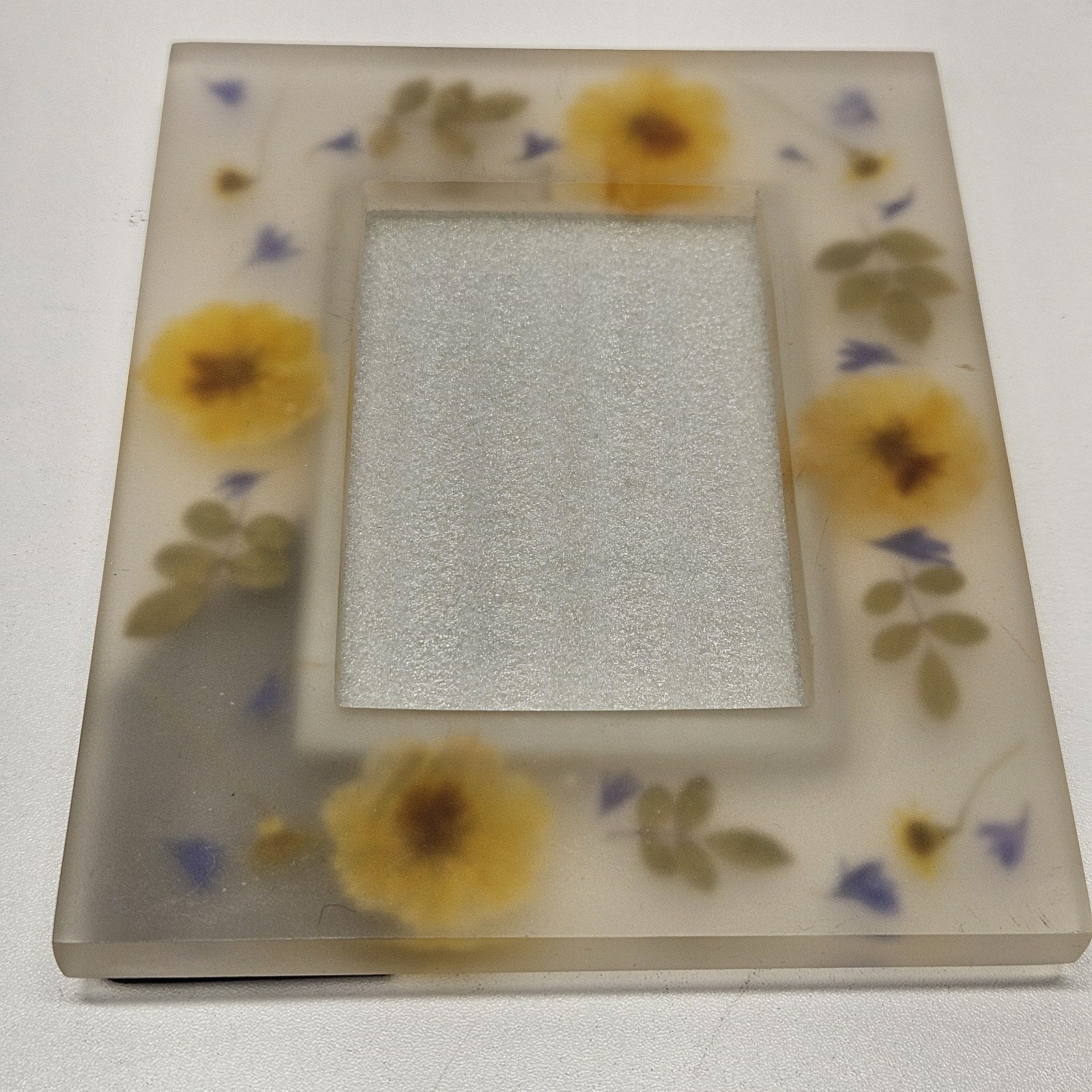 Vintage Frosted Floral Botanical Picture Frame 6x4" Photo Frame Pressed Flowers