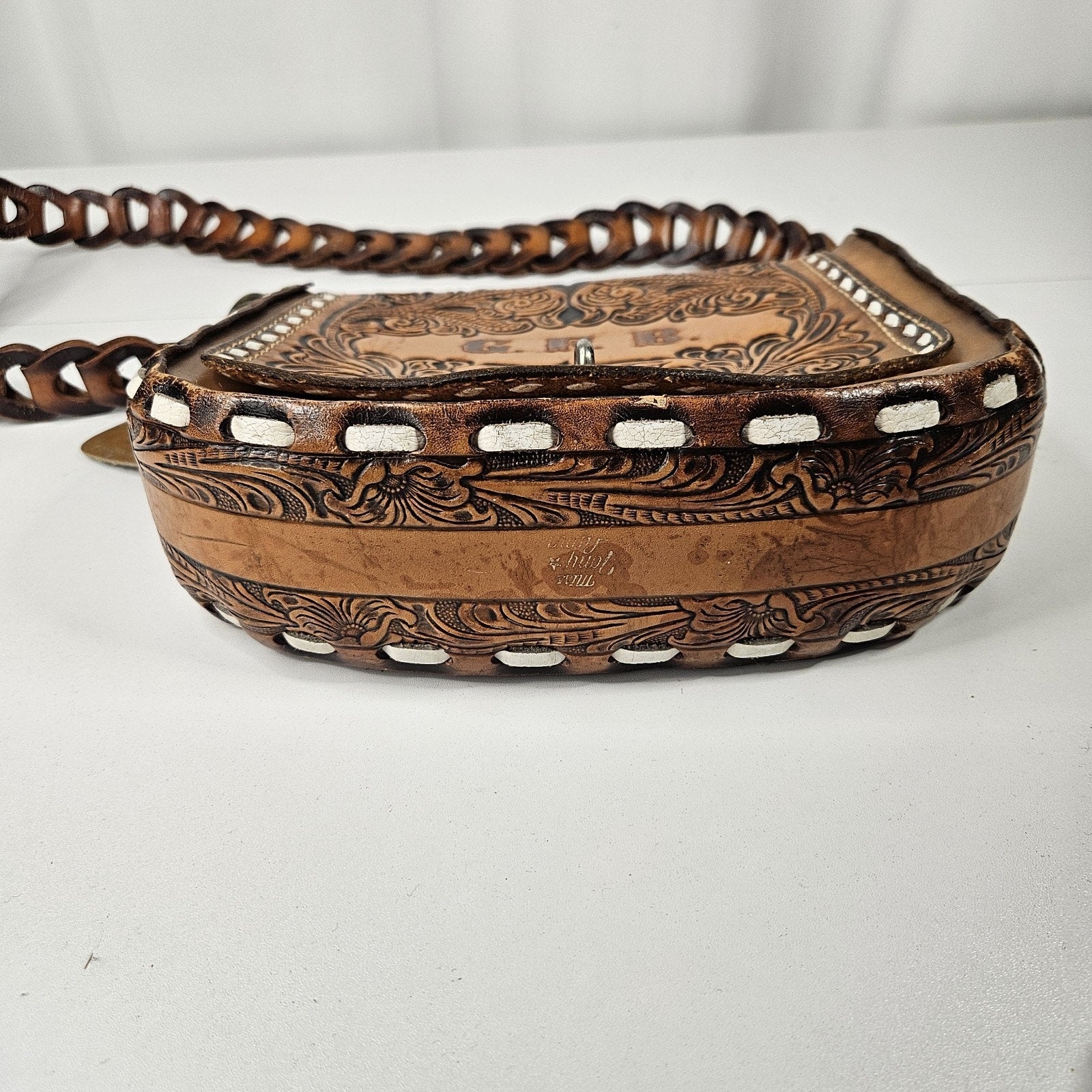 Miss Tony Lama Vintage Shoulder Bag Hand Crafted Tooled Leather Purse