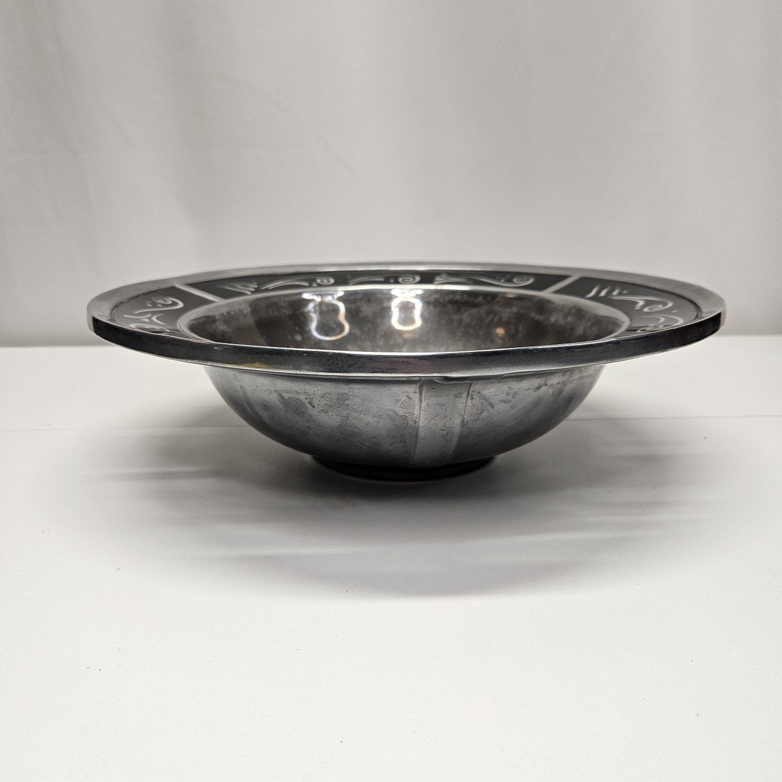 Vtg Lenox Metal Serveware SPYRO BLACK 13" Salad Serving Bowl Metal Serveware