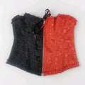 Floral Corset Lingerie Bustier Top XL Fairy Black Red Goth Whimsygoth Lace Up