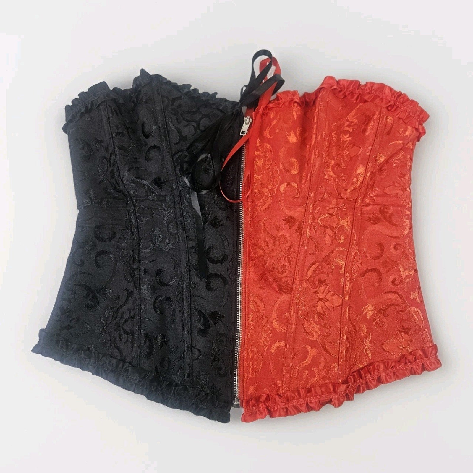 Floral Corset Lingerie Bustier Top XL Fairy Black Red Goth Whimsygoth Lace Up