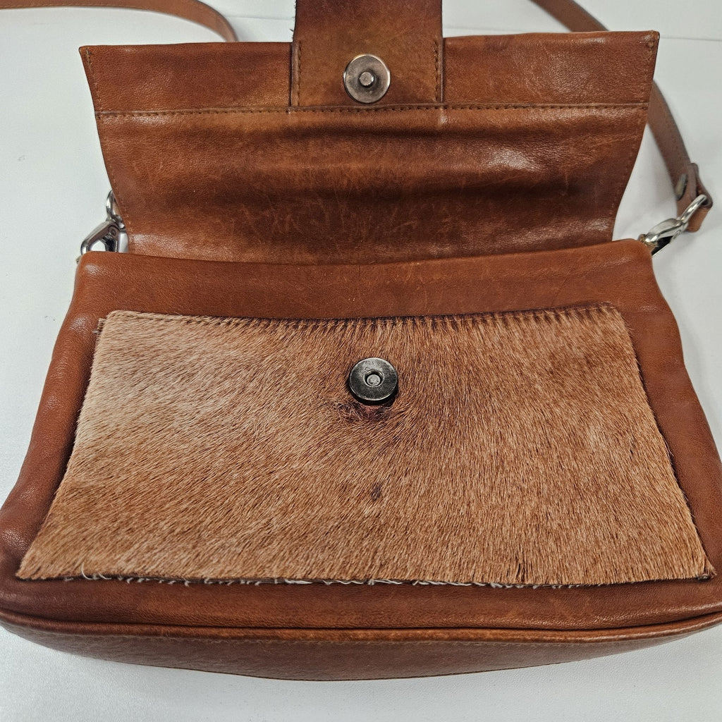 Handhand Cyan Genuine Cowhide Fur Leather Crossbody Bag Purse Western Cowgirl