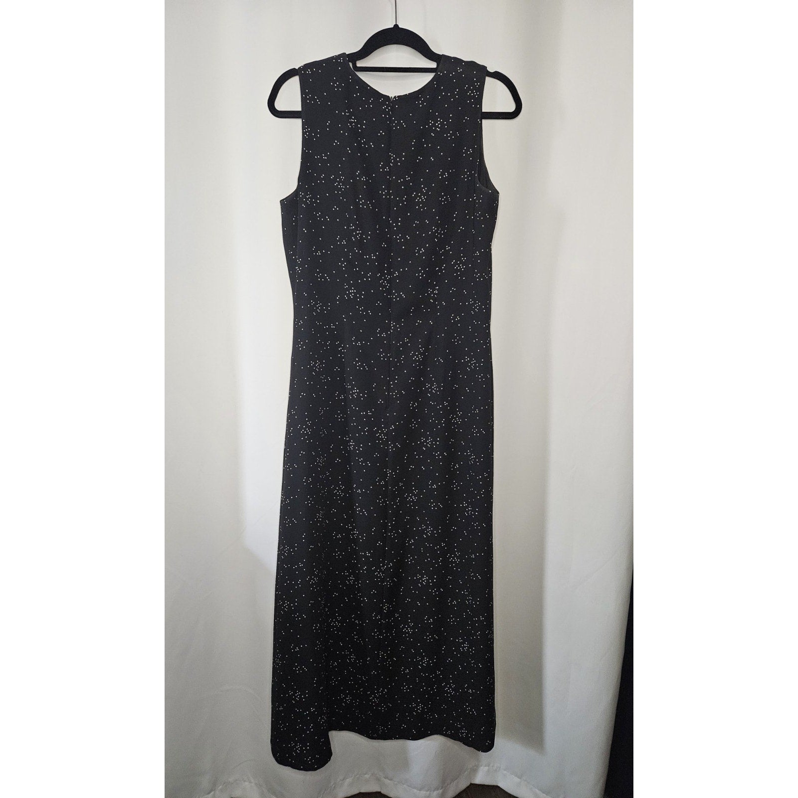 Chaus Maxi Dress Women's Size 10 Black White Polka Dots Maxi Full Length Vintage