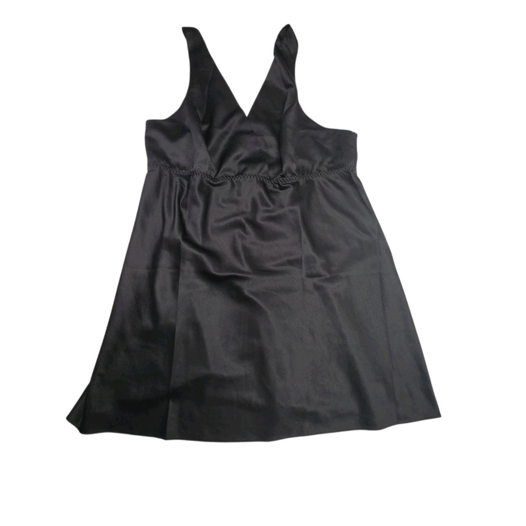 Rya Collection Women's Sz 1X Plus Size Positivity Black Satin Chemise Nightgown