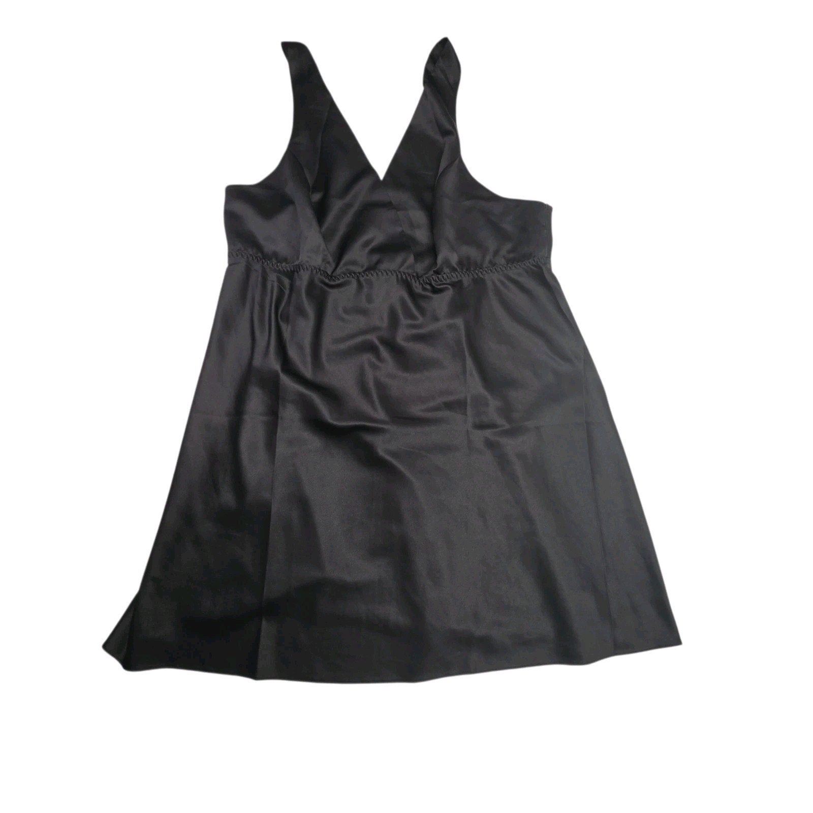 Rya Collection Women's Sz 1X Plus Size Positivity Black Satin Chemise Nightgown