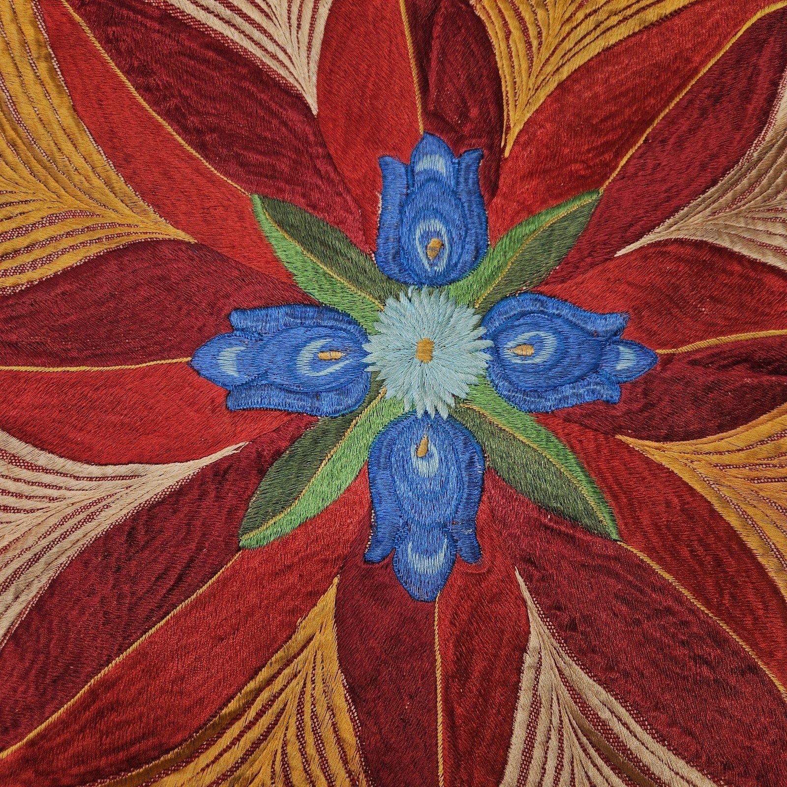 Vintage Decorative Embroidered Floral Throw Pillow Case Cover 18" Retro Bohemian