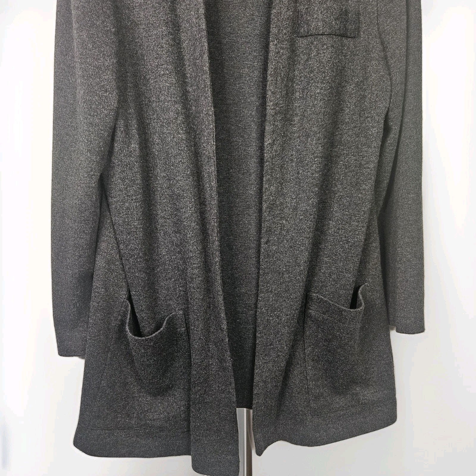 Vtg 80s J.B Wright Womens Open Front Textured Knit Cardigan 12 Lg Charcoal Gray