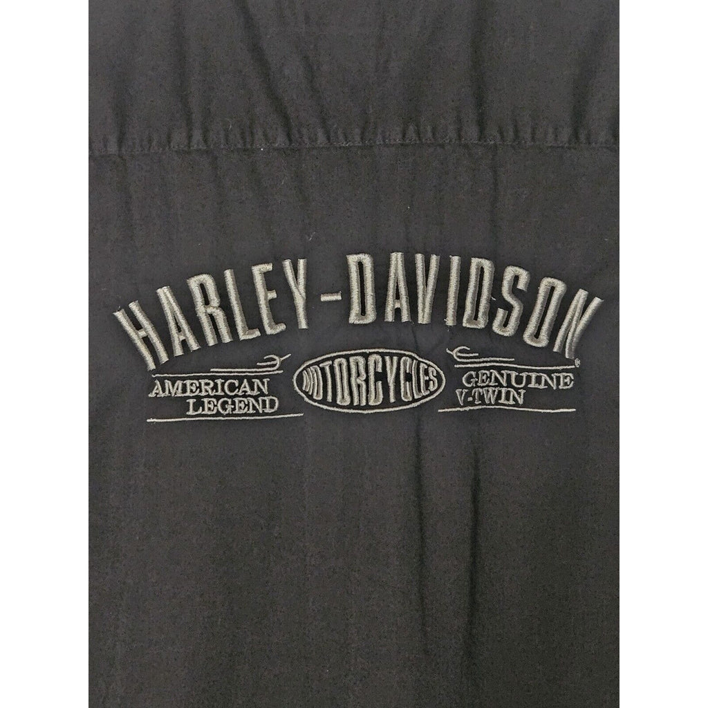 Harley Davidson Black Embroidered Long Sleeve Button Down Med Shirt Logo