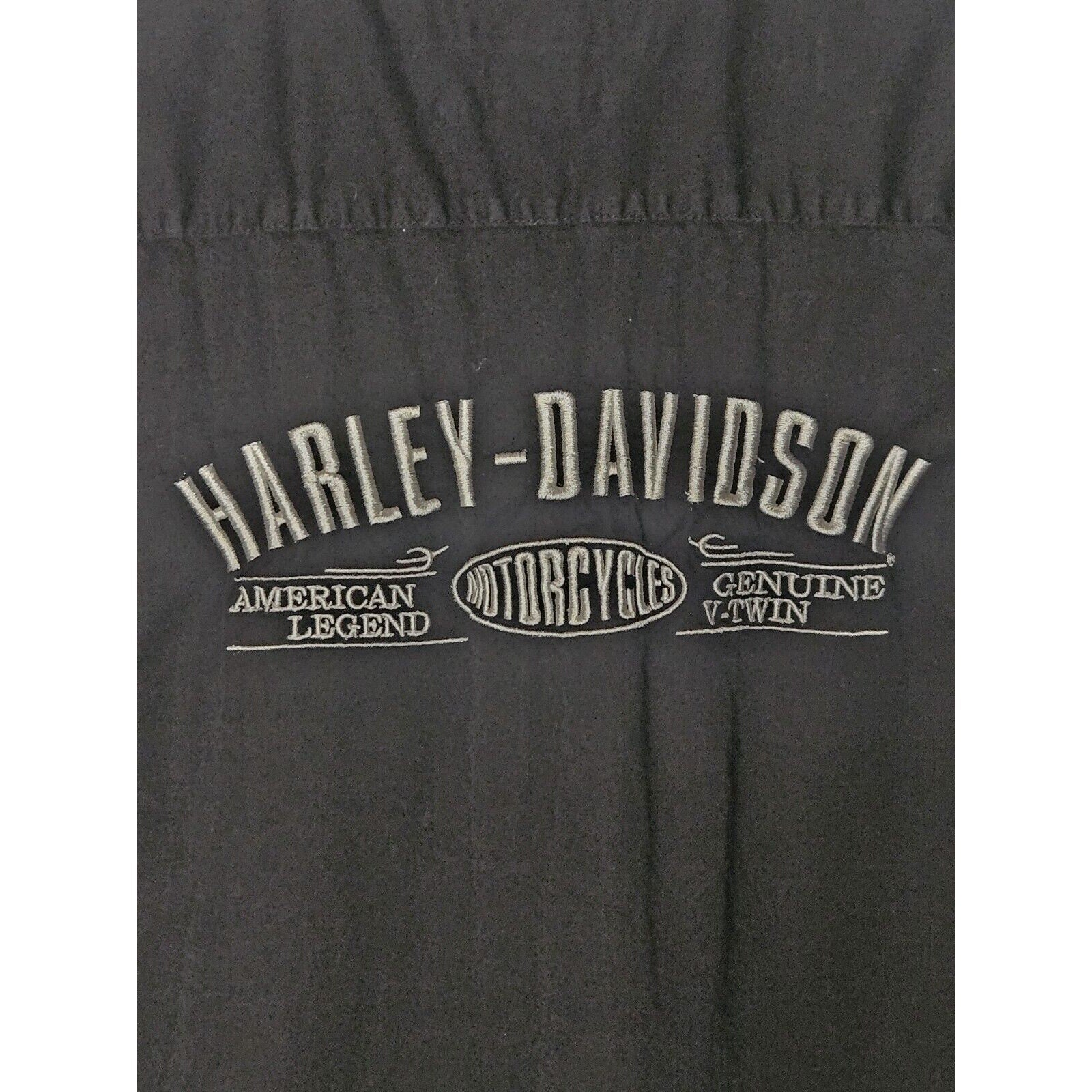 Harley Davidson Black Embroidered Long Sleeve Button Down Med Shirt Logo