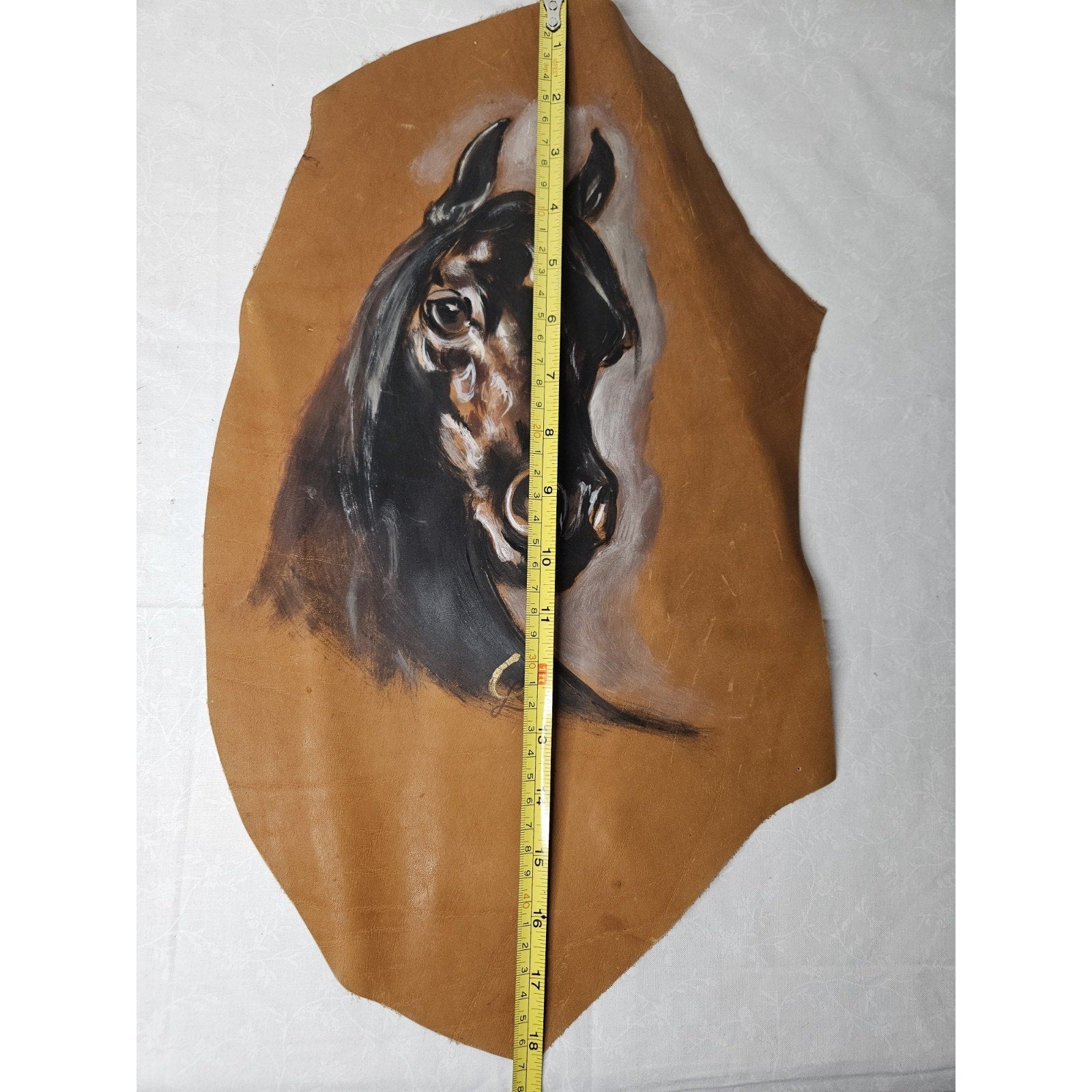 Horse Oil Painting Art Hide Art Western Signed Hand-painted Art