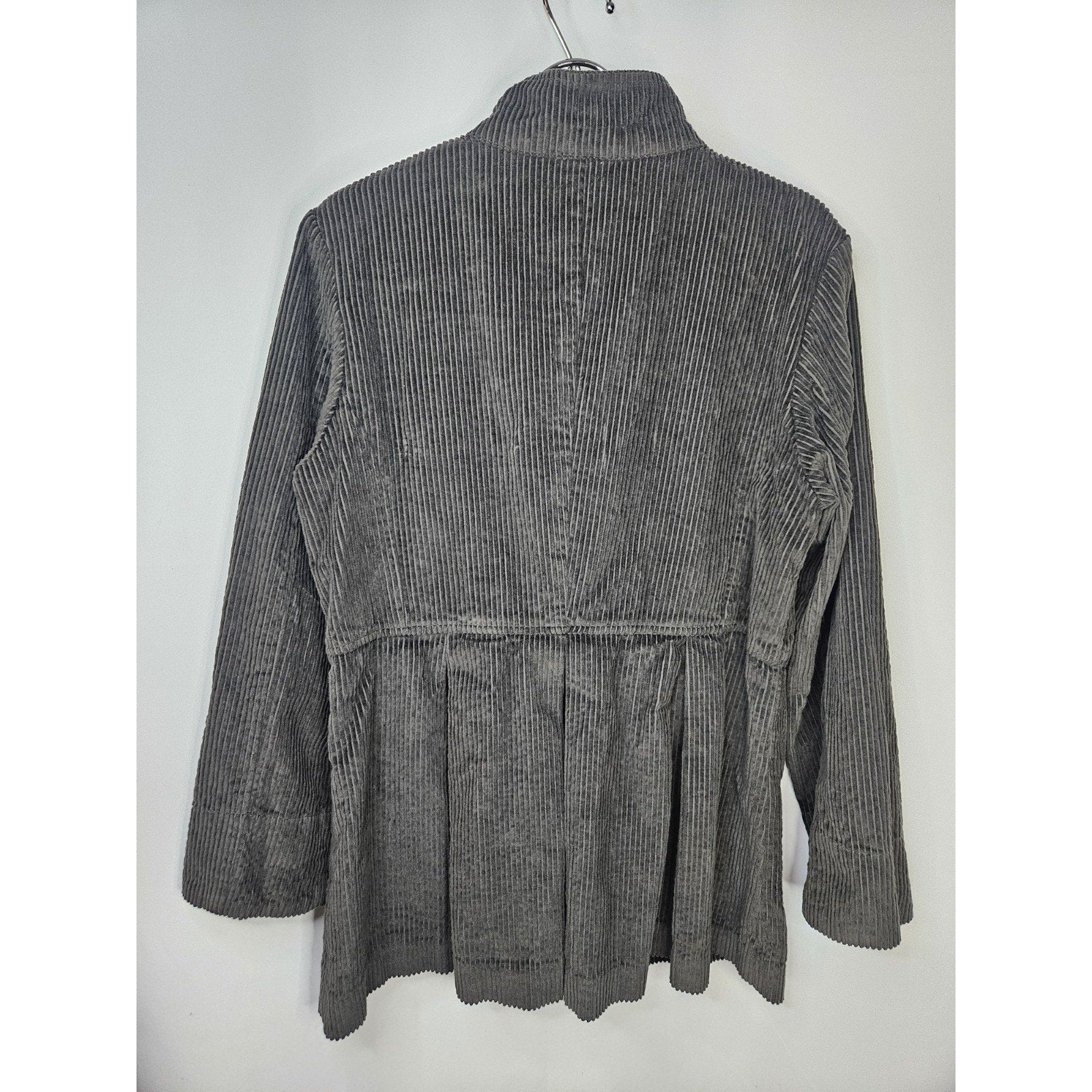 Keren Hart Peplum Corduroy Jacket Womens Small Cotton Vintage Green Mac Coat