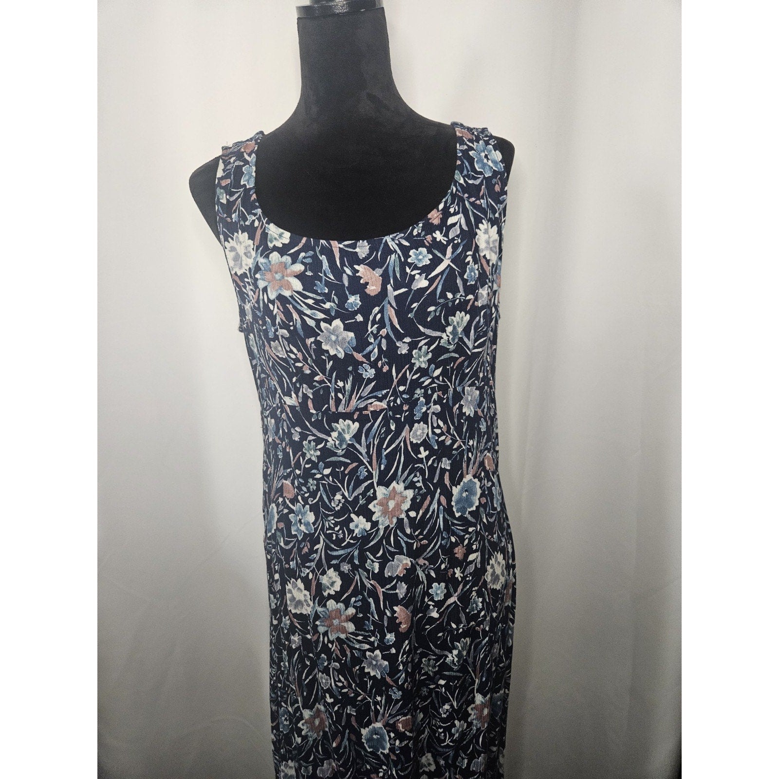 Vintage 90s Sophisticates Jonathan Martin Midi Dress Blue Floral Size 8